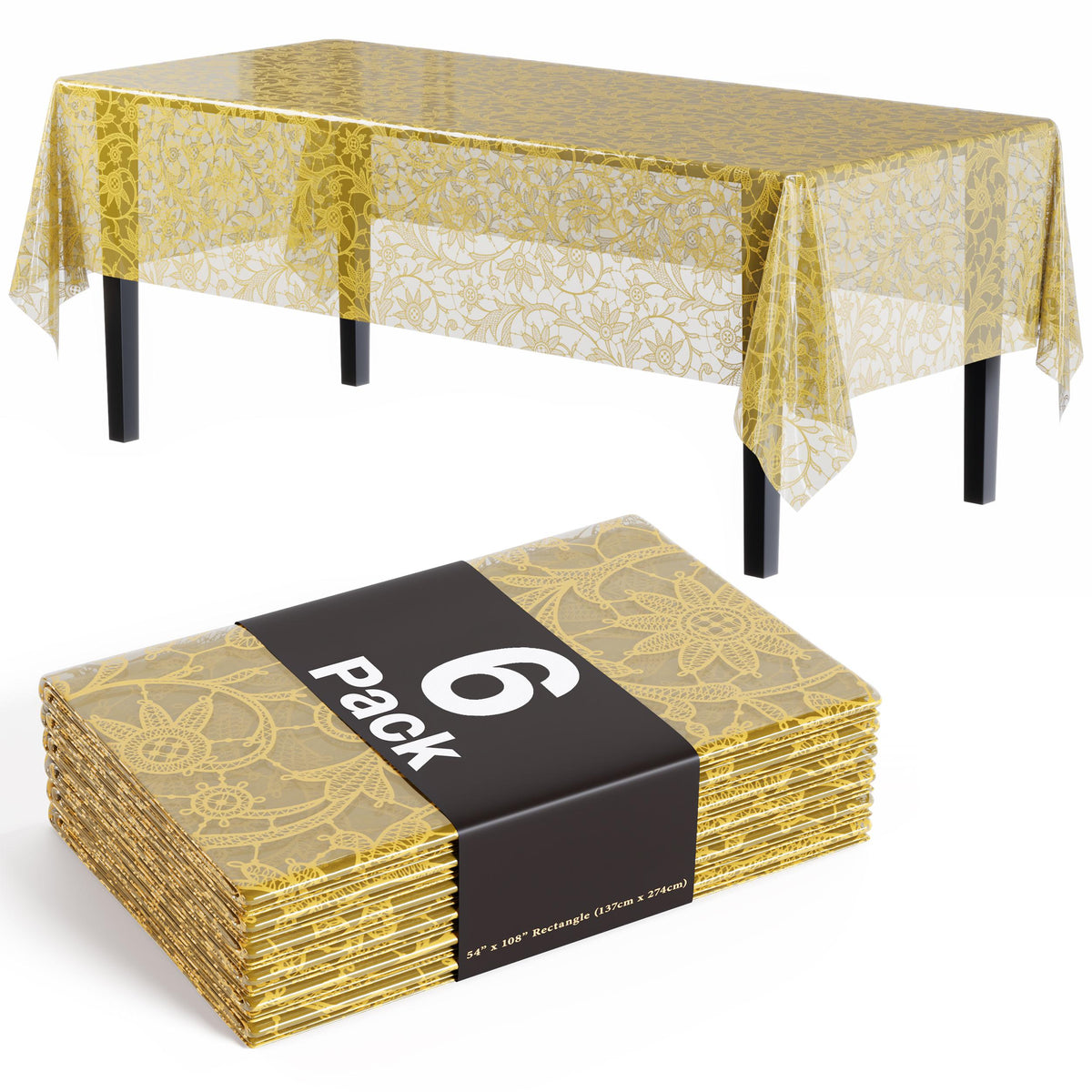 Gold Lace Table Cover | 6 Pack