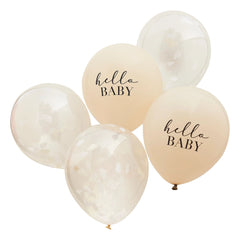 Ginger Ray Hello Baby Latex Balloons for Baby Shower, 5-pcs - Pack of 5