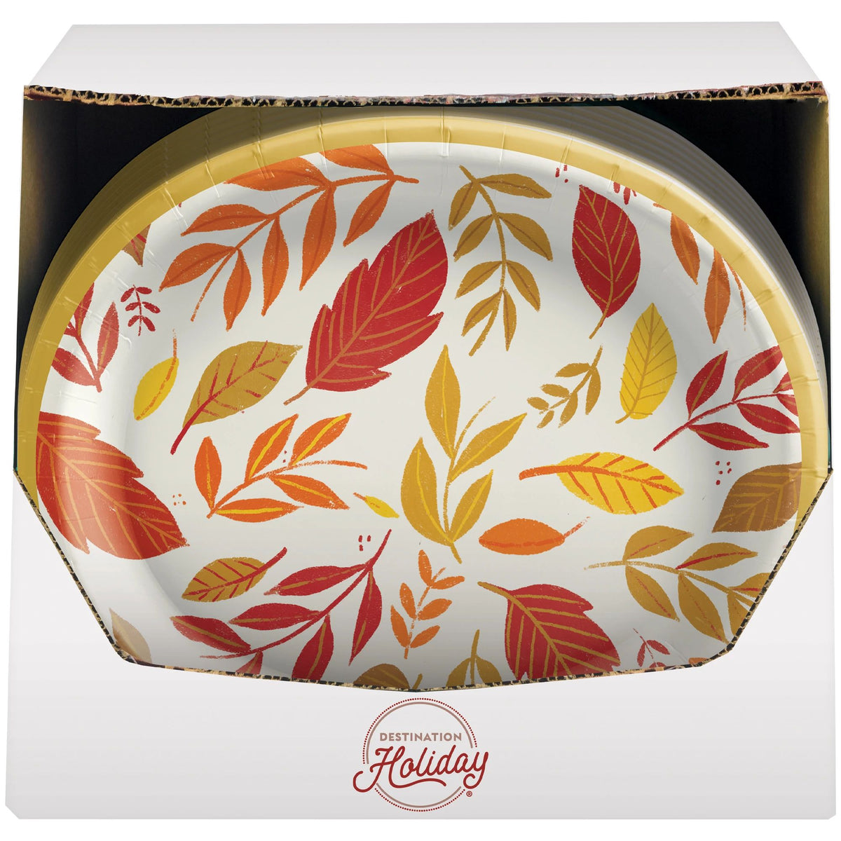 Leafy Autumn Oval Paper Plates - 12-inch Harvest, 8-ct - Pack of 3