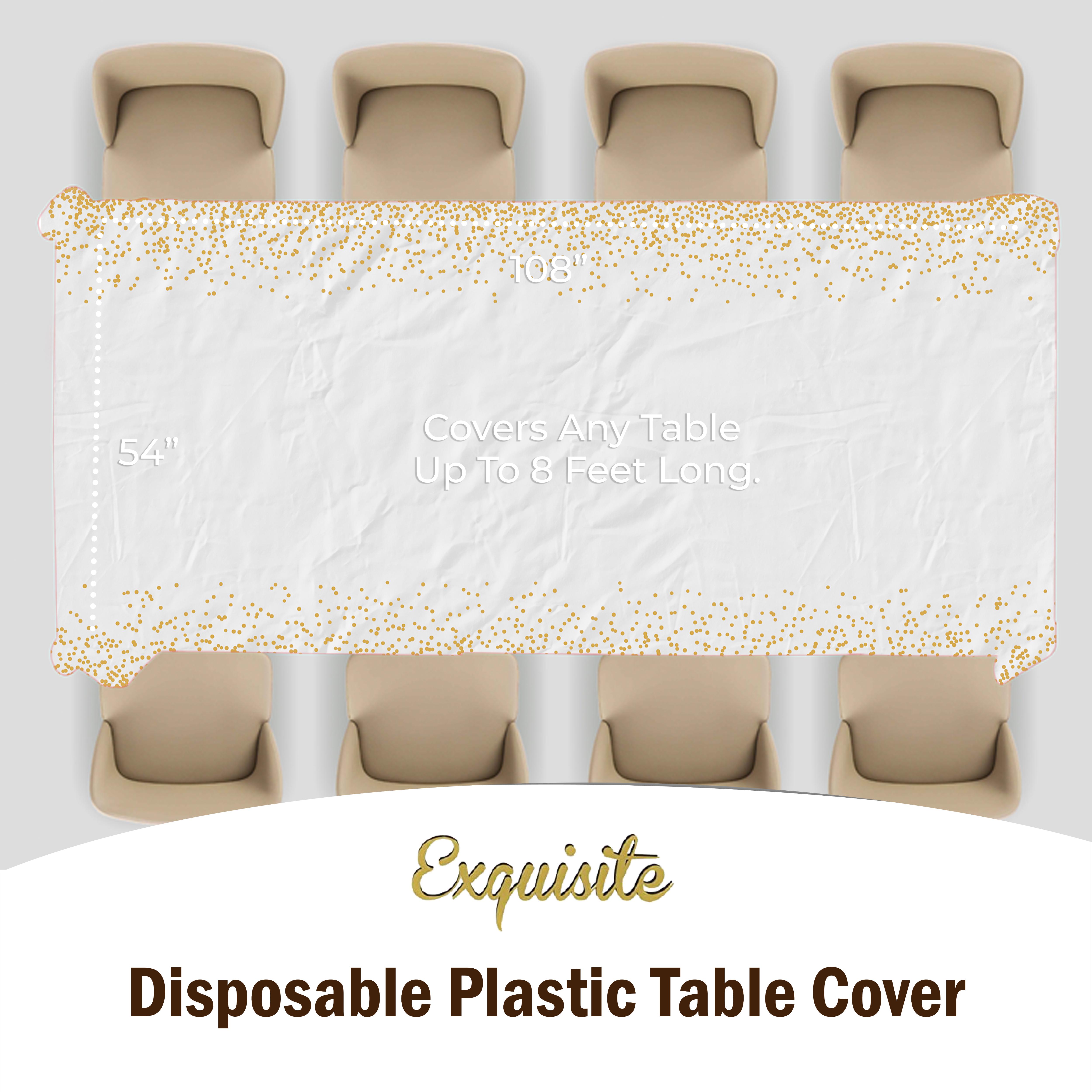 White & Gold Celebrate Printed Table Covers | 12 Count