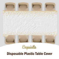 White & Gold Celebrate Printed Table Covers | 48 Count