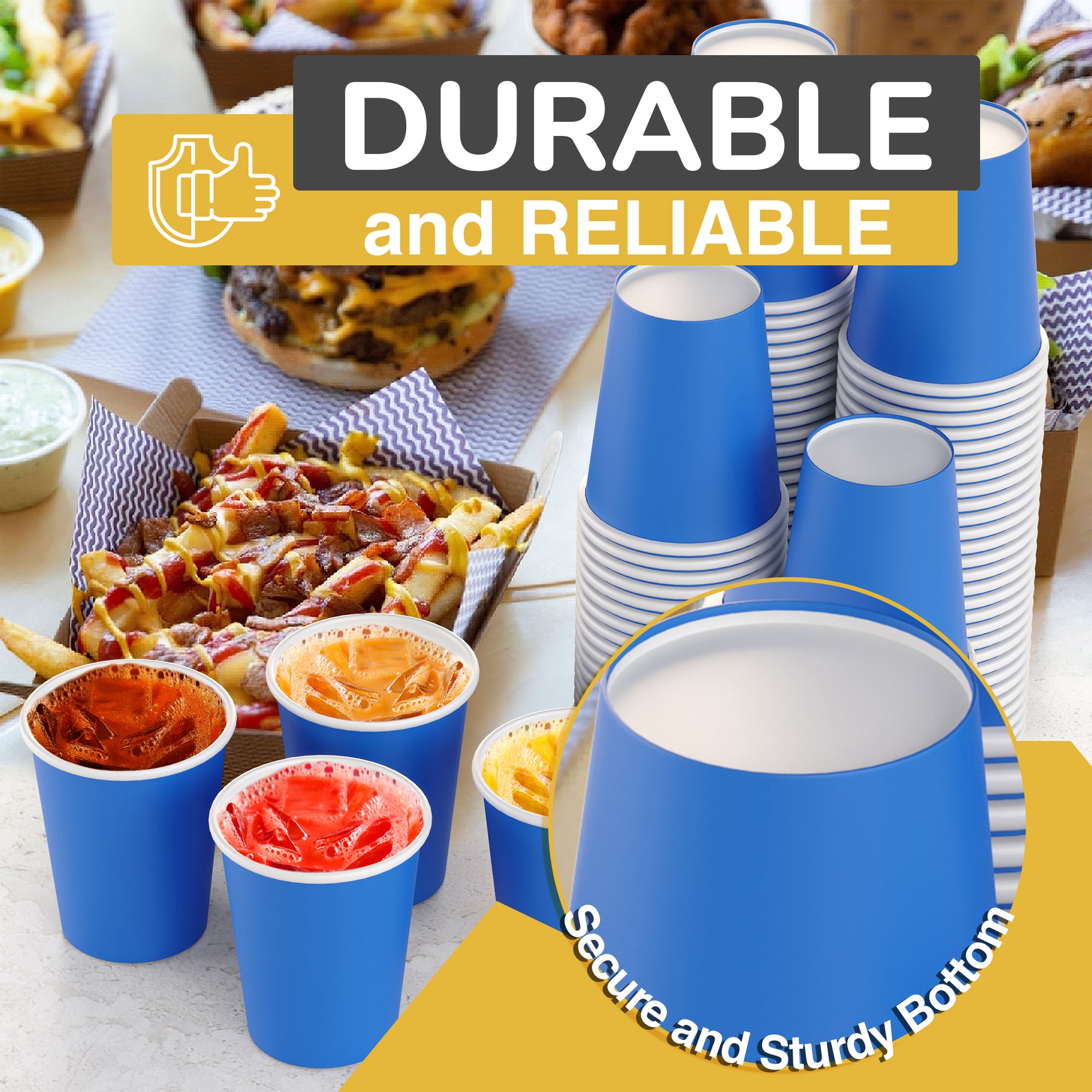 12 Oz. Dark Blue Paper Cups | 100 Count
