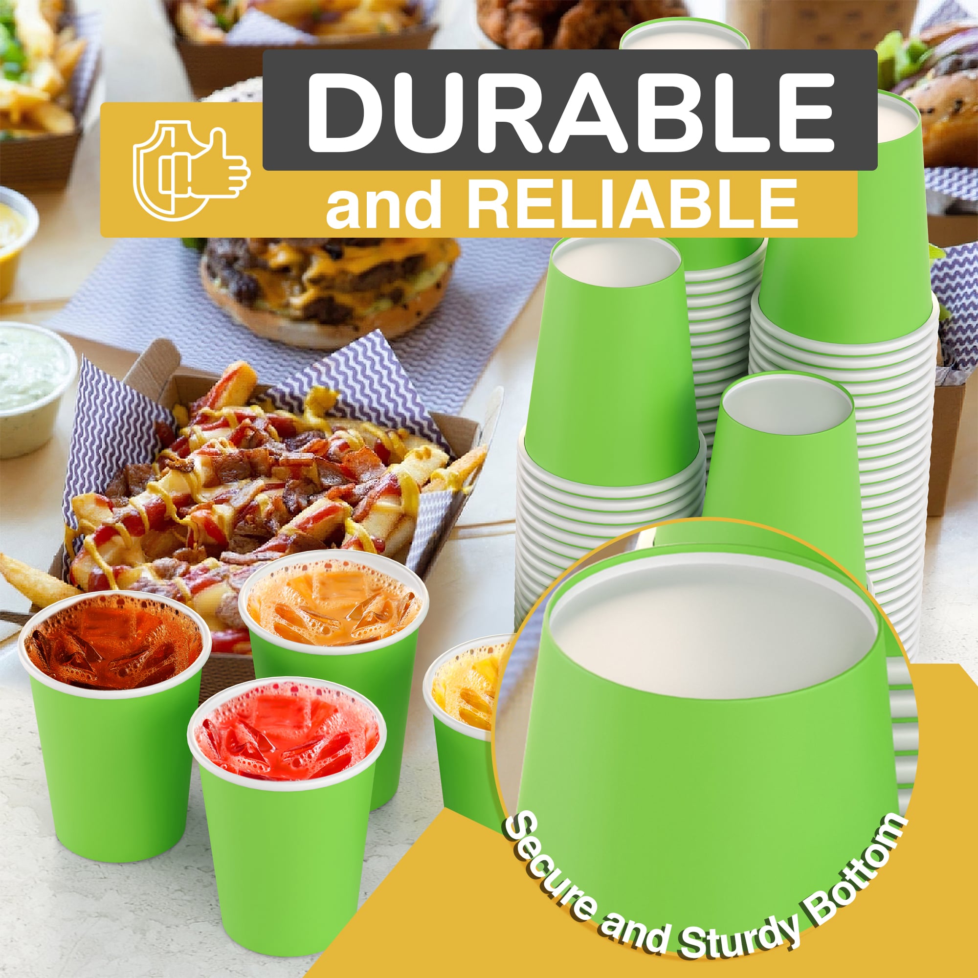 12 Oz. Lime Green Paper Cups | 500 Count