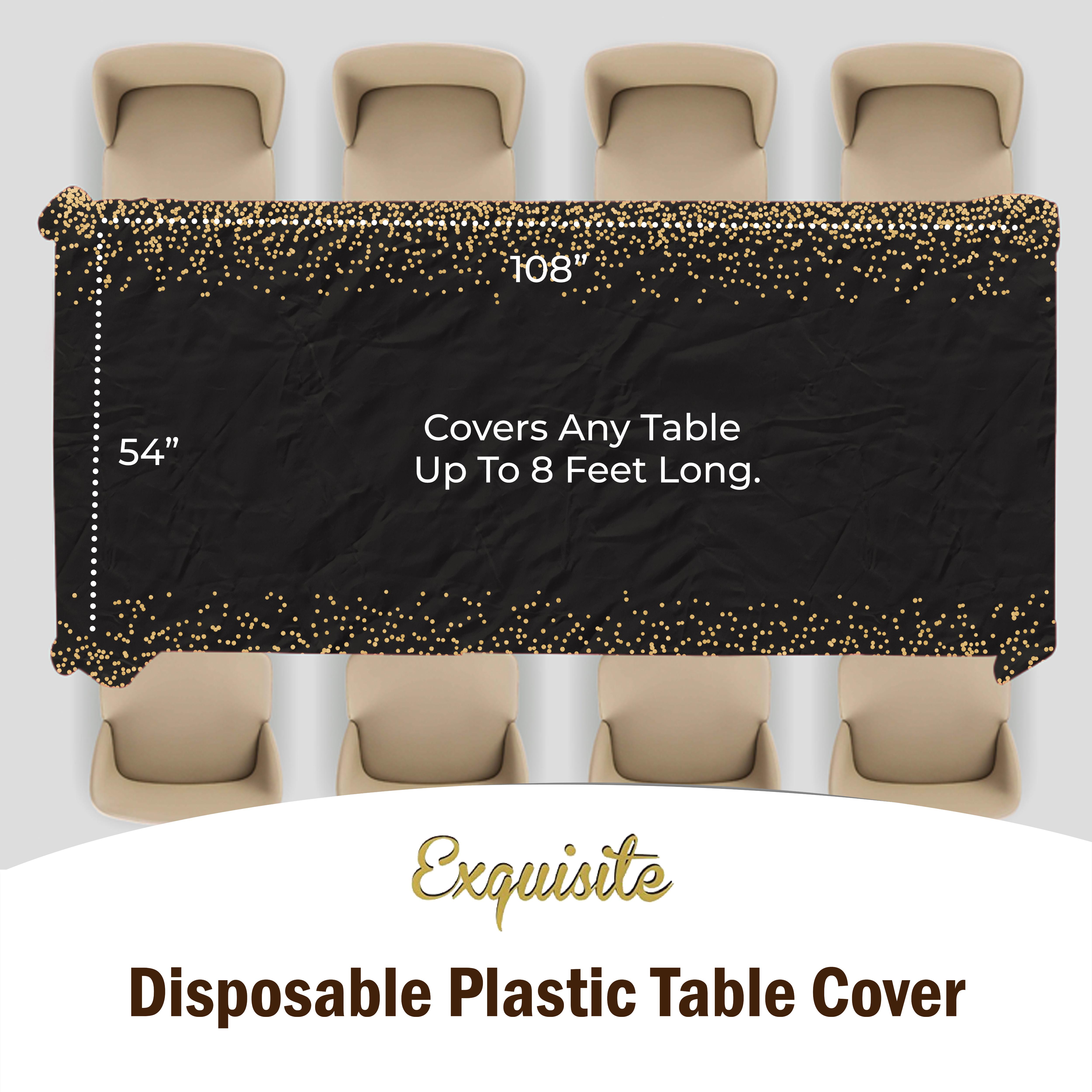 Black & Gold Celebrate Printed Table Covers | 48 Count