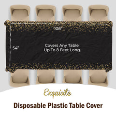 Black & Gold Celebrate Printed Table Covers | 12 Count