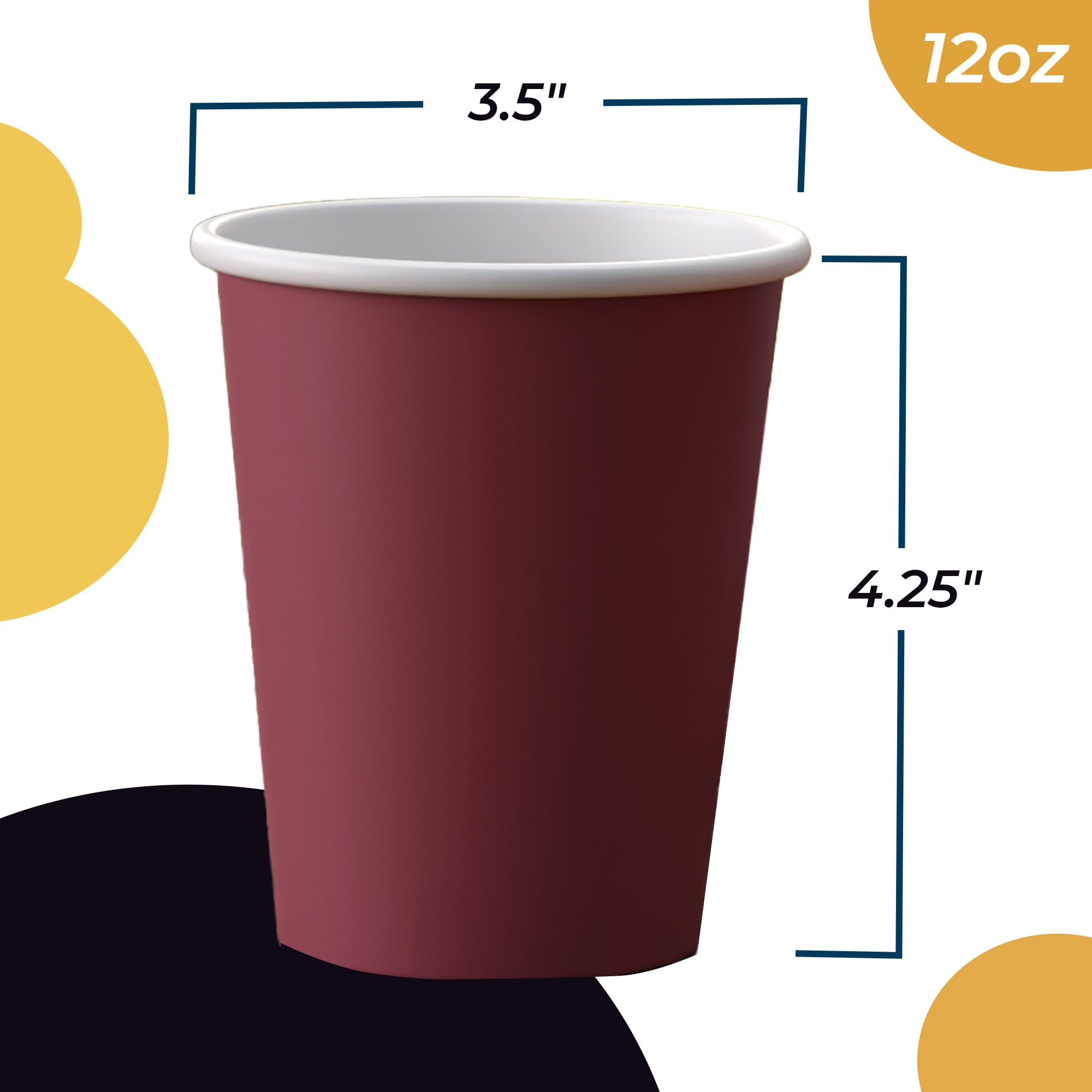 12 Oz. Burgundy Paper Cups | 100 Count