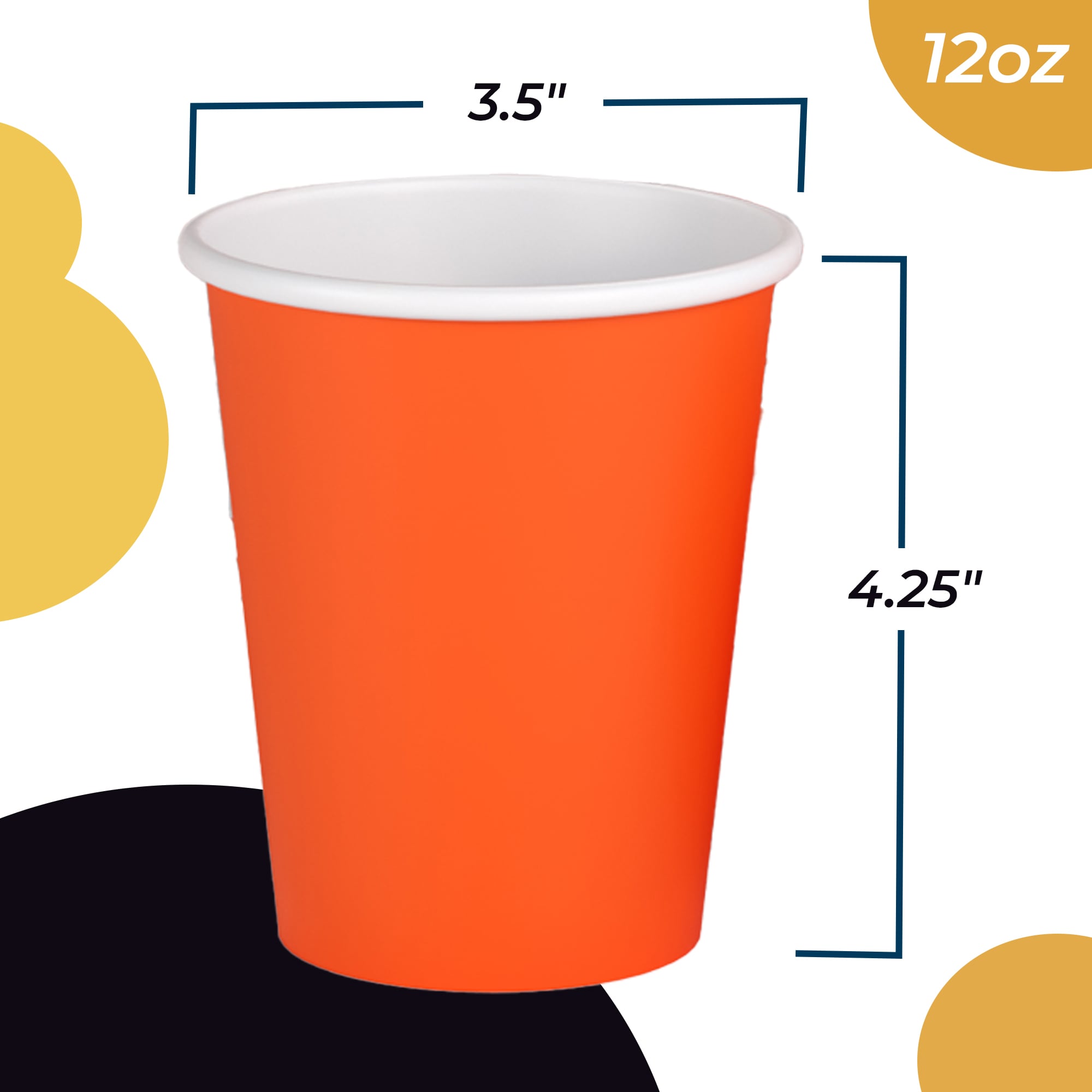 12 Oz. Orange Paper Cups | 100 Count