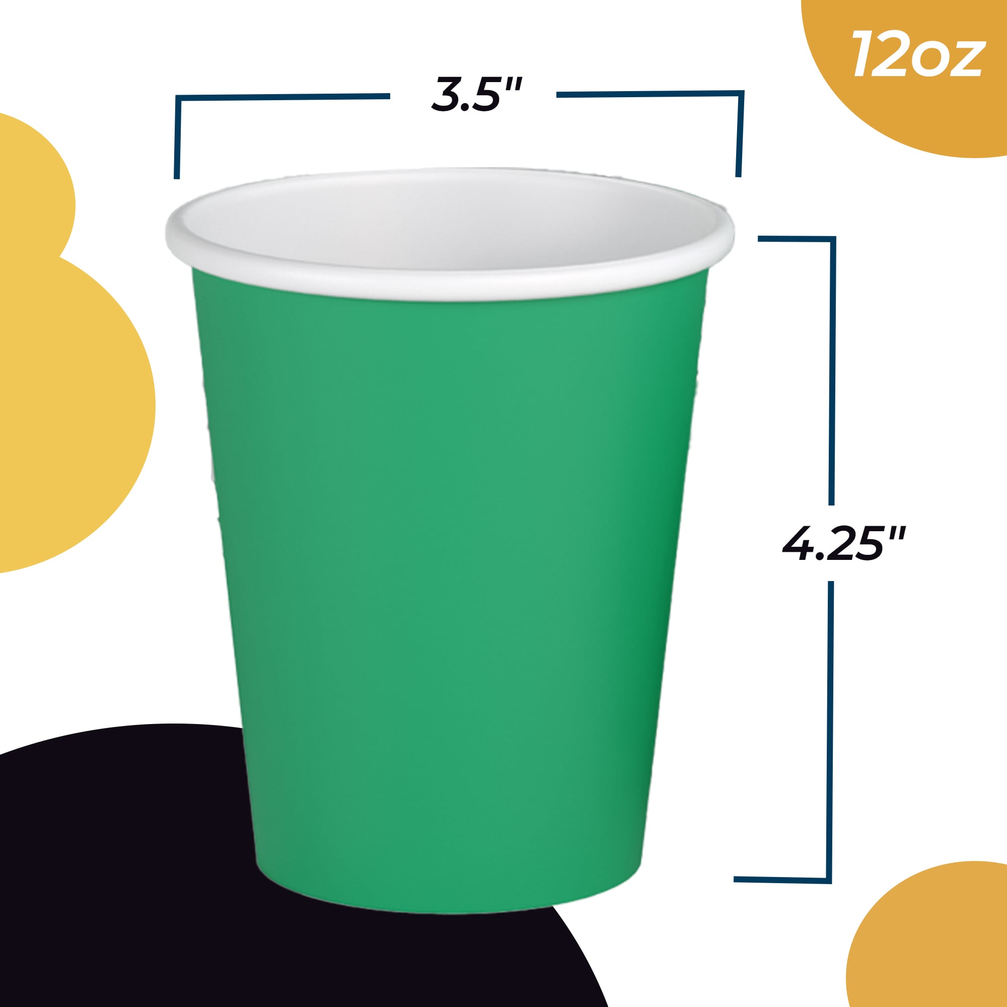 12 Oz. Emerald Green Paper Cups | 100 Count