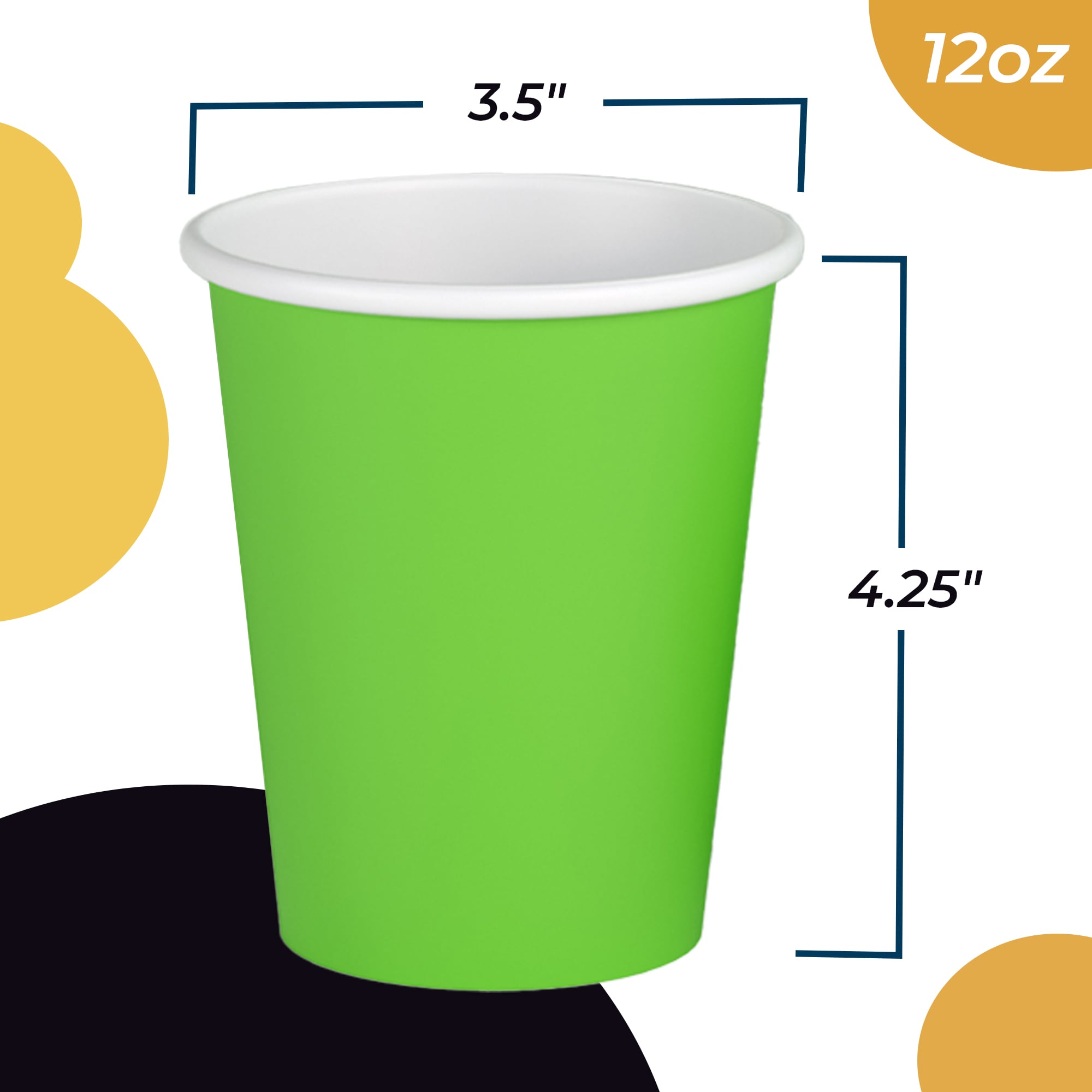 12 Oz. Lime Green Paper Cups | 500 Count