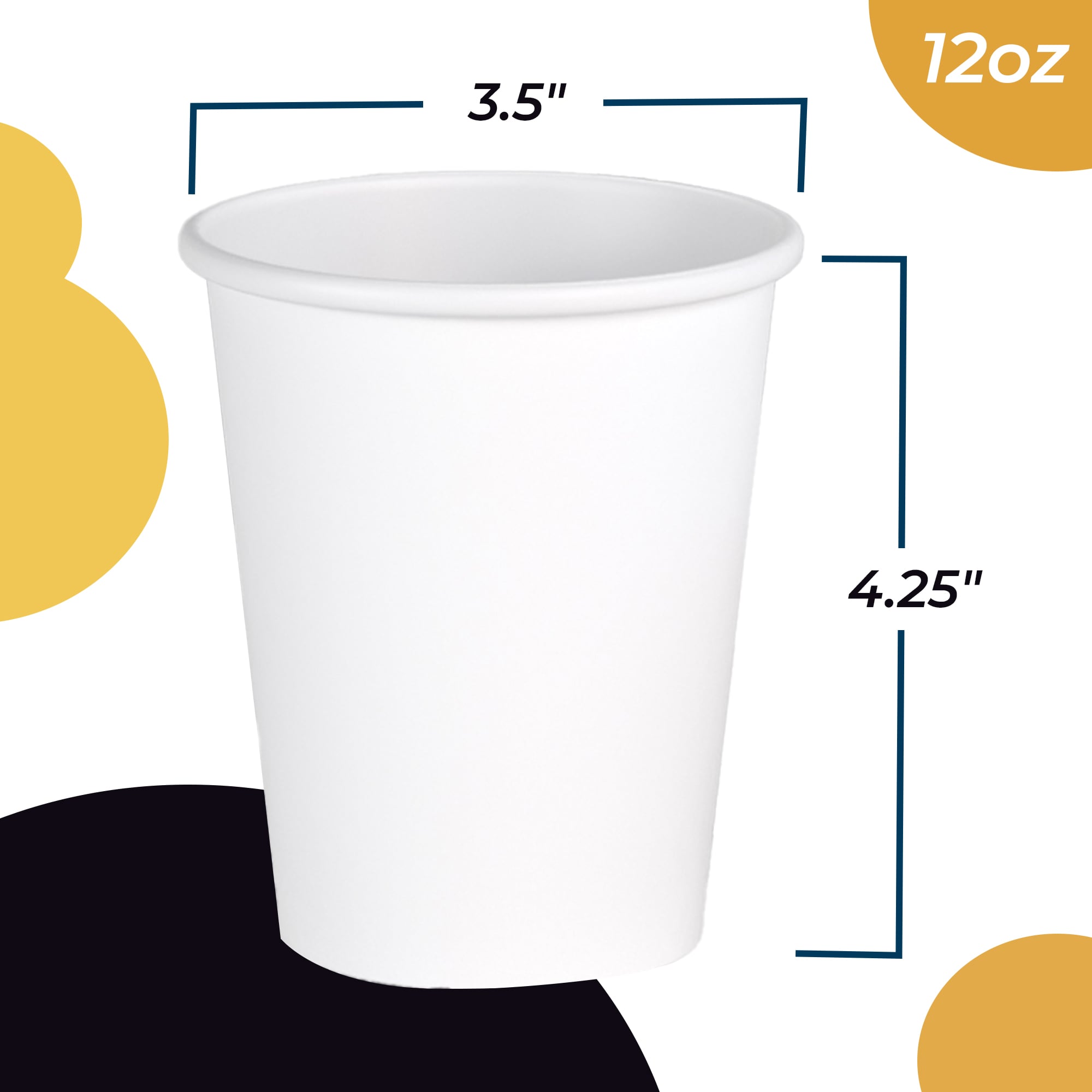 12 Oz. White Paper Cups | 500 Count