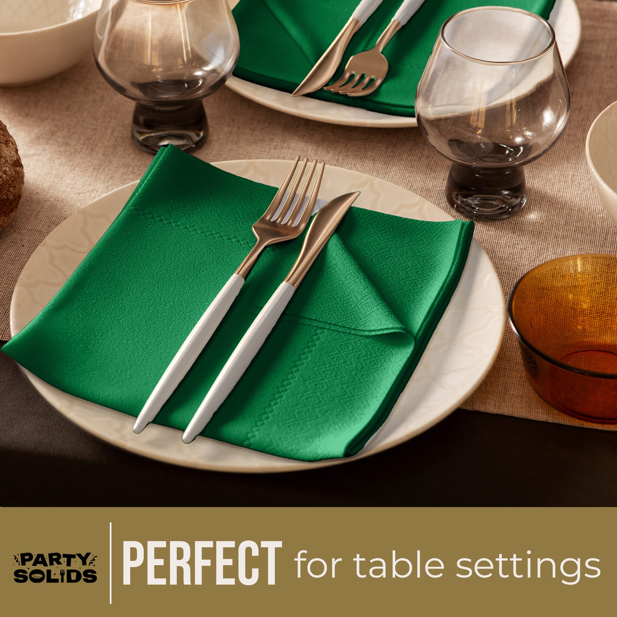 Emerald Green Dinner Napkins | 100 Count