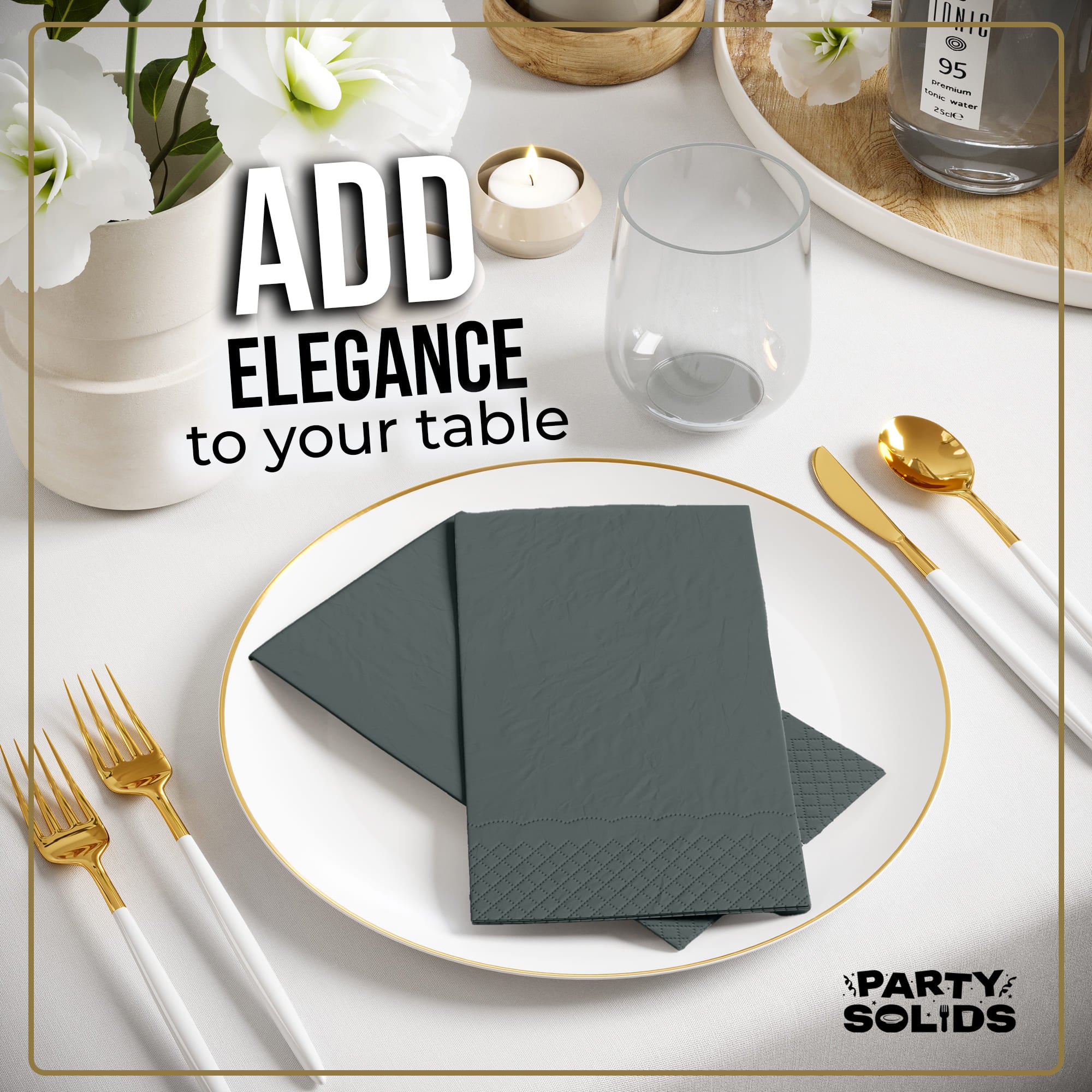 Silver Guest Towel Napkins | 80 Count