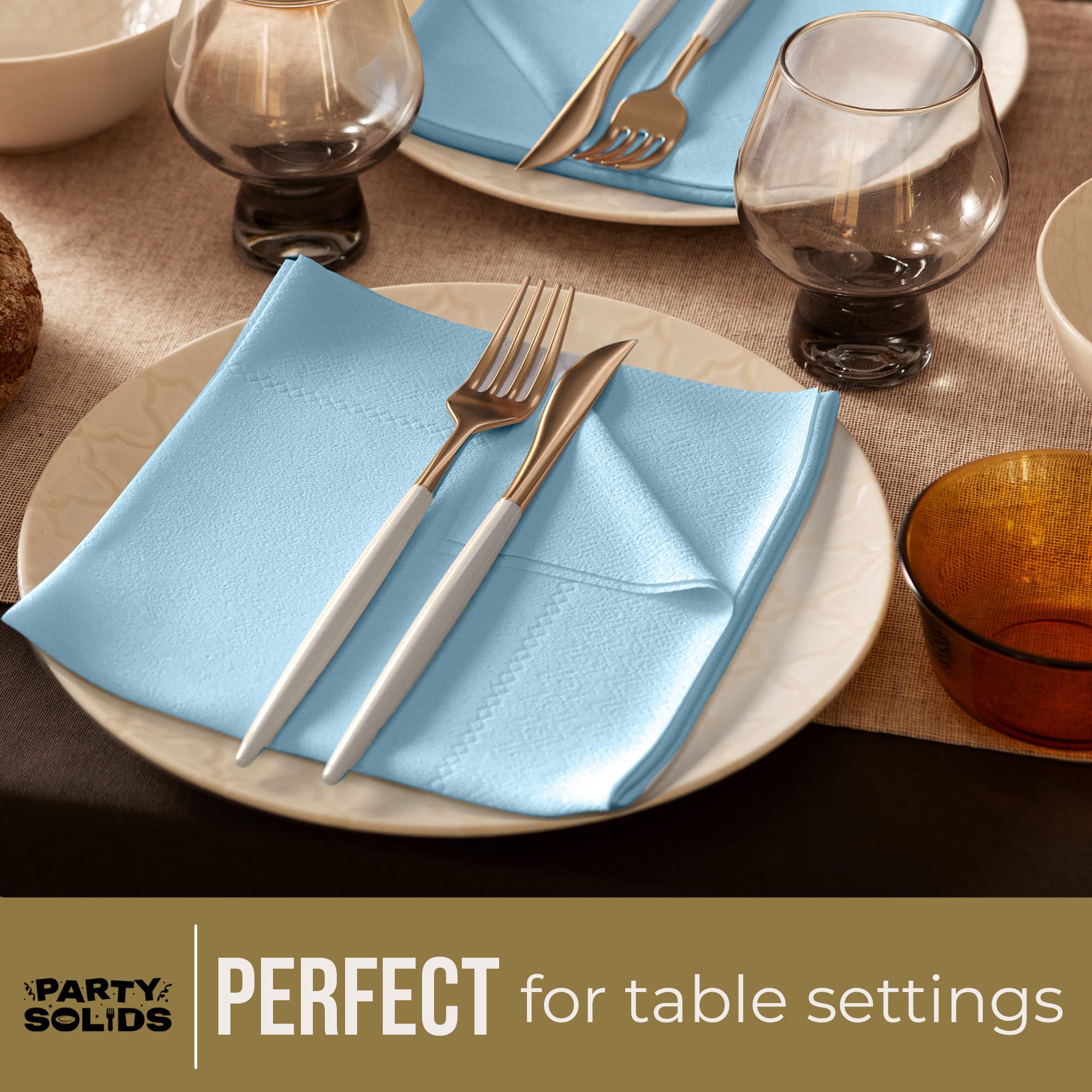 Light Blue Dinner Napkins | 100 Count