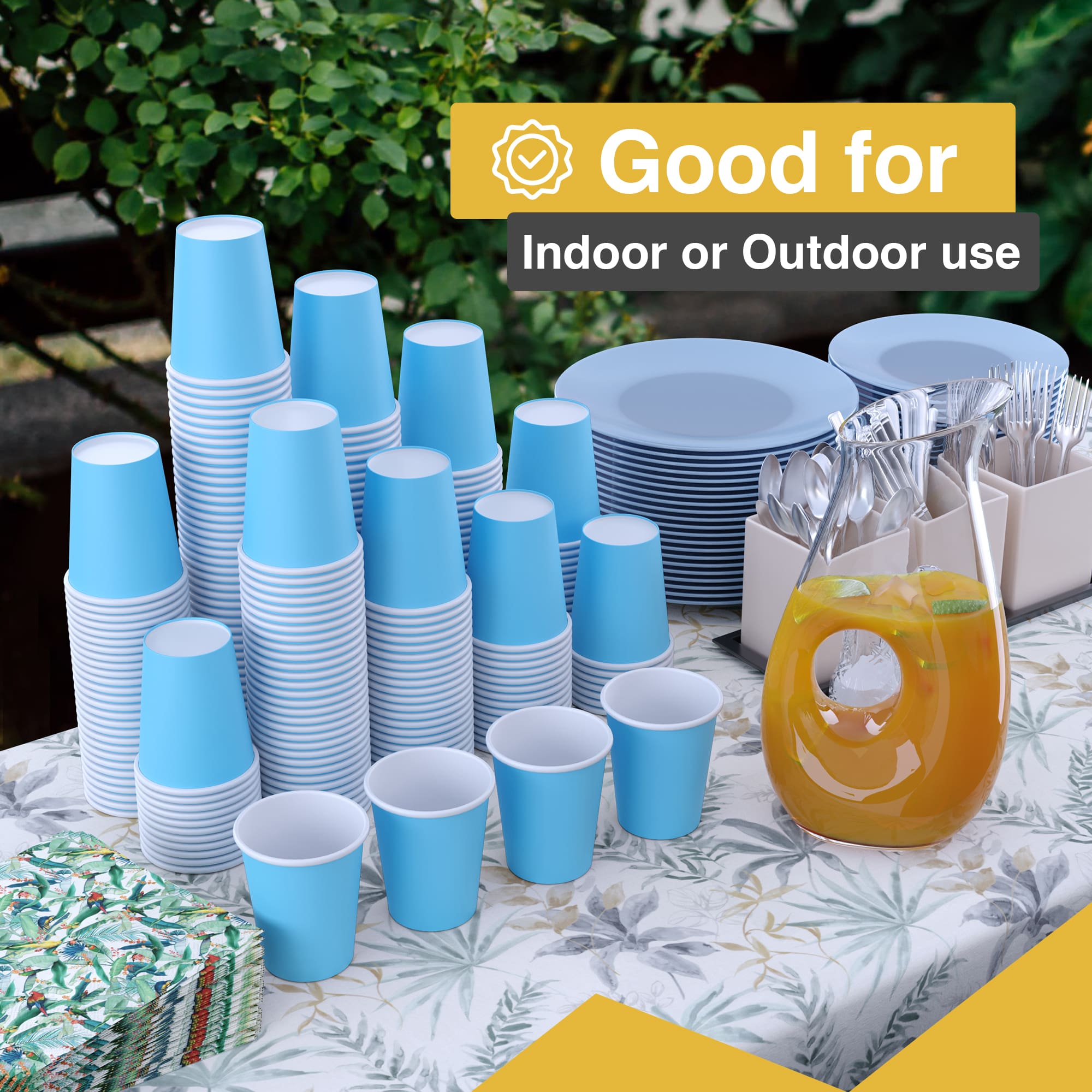 12 Oz. Light blue Paper Cups | 100 Count
