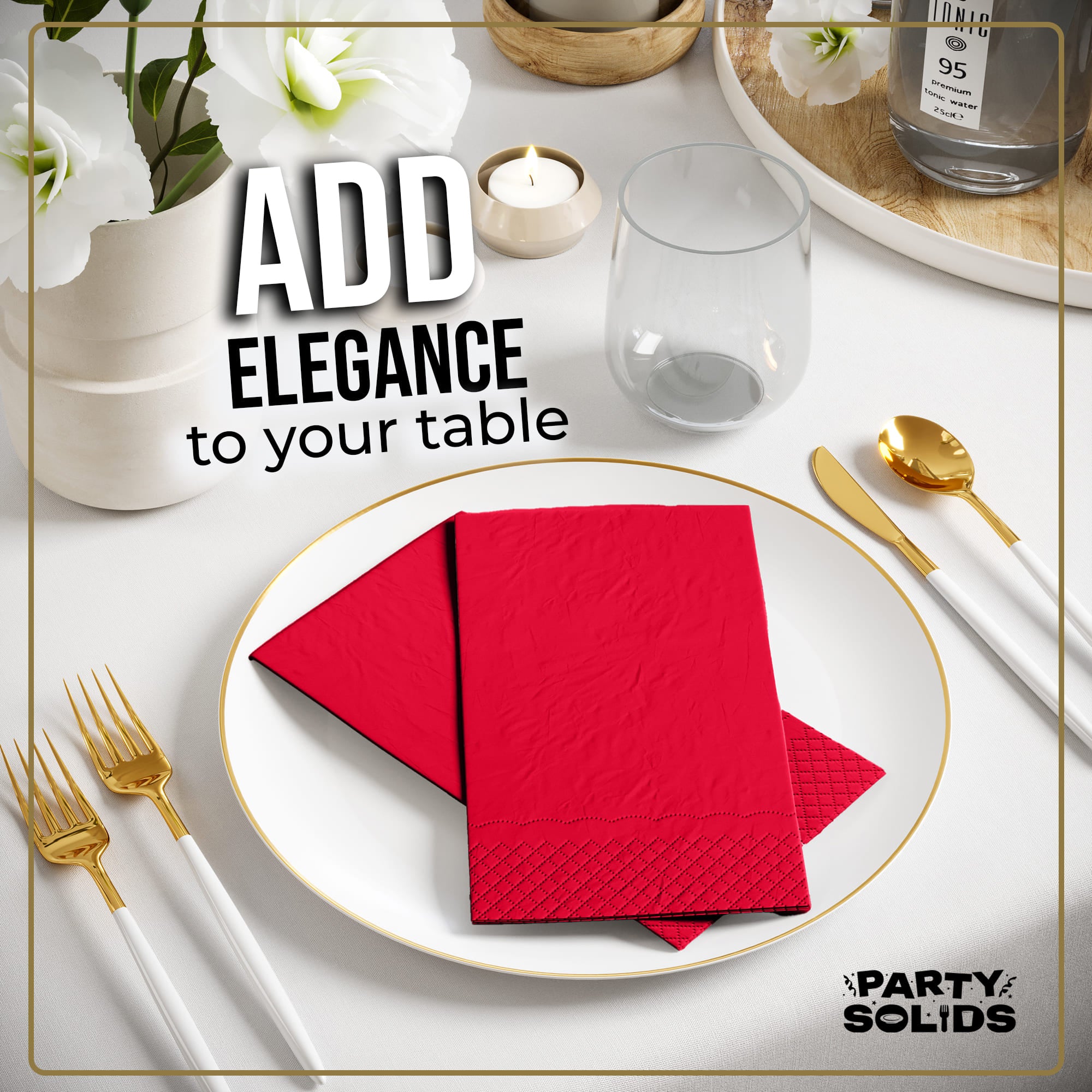 Red Guest Towel Napkins | 80 Count