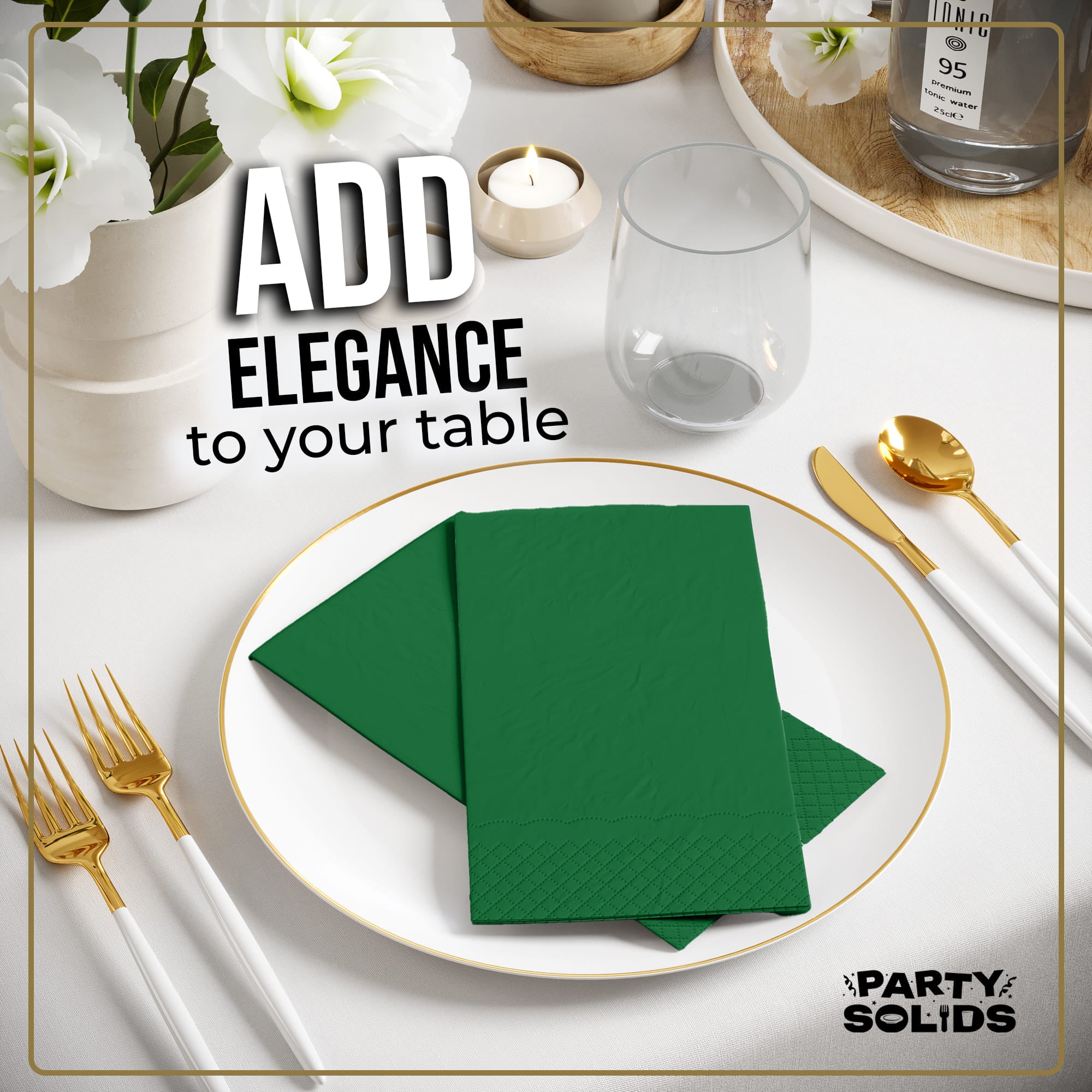 Emerald Green Guest Towel Napkins | 80 Count