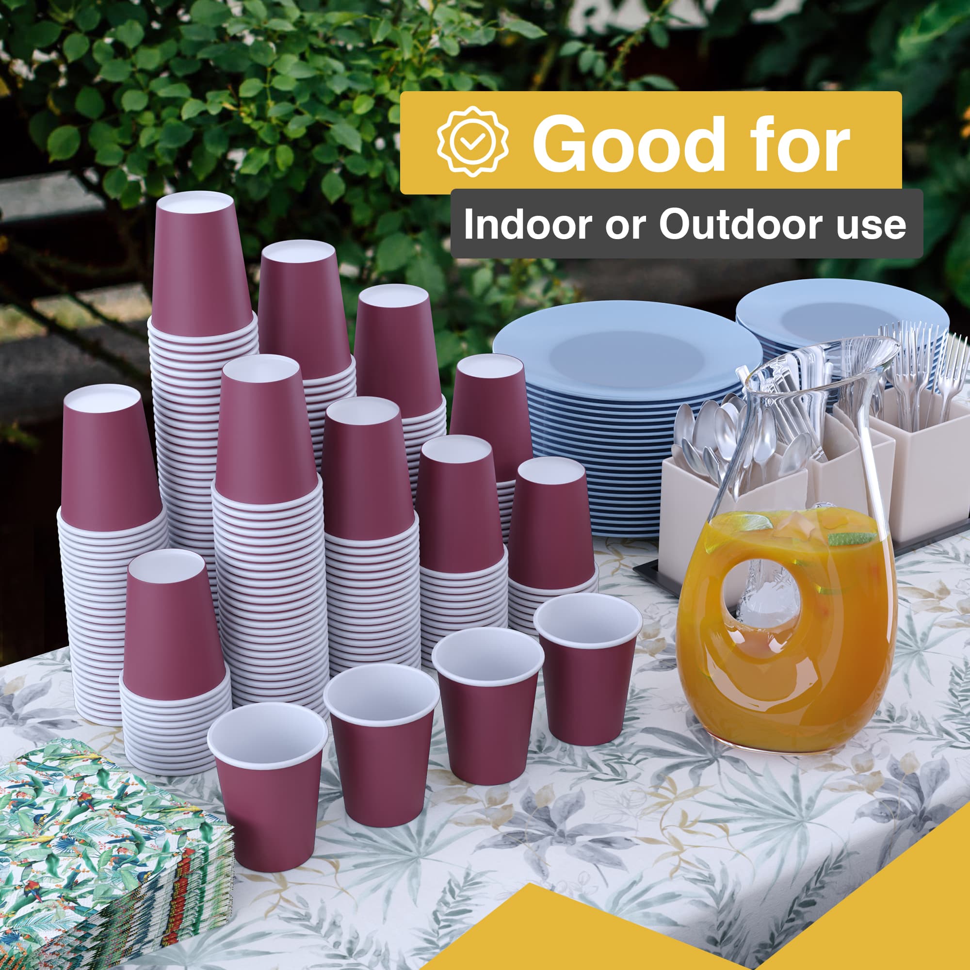 12 Oz. Burgundy Paper Cups | 100 Count