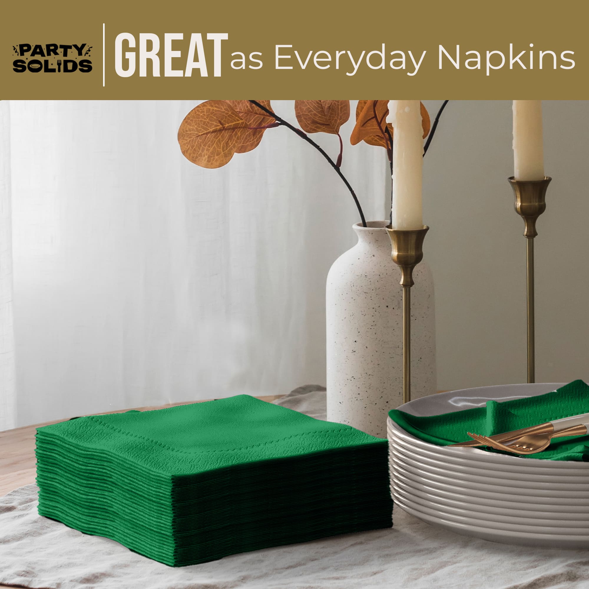Emerald Green Dinner Napkins | 100 Count