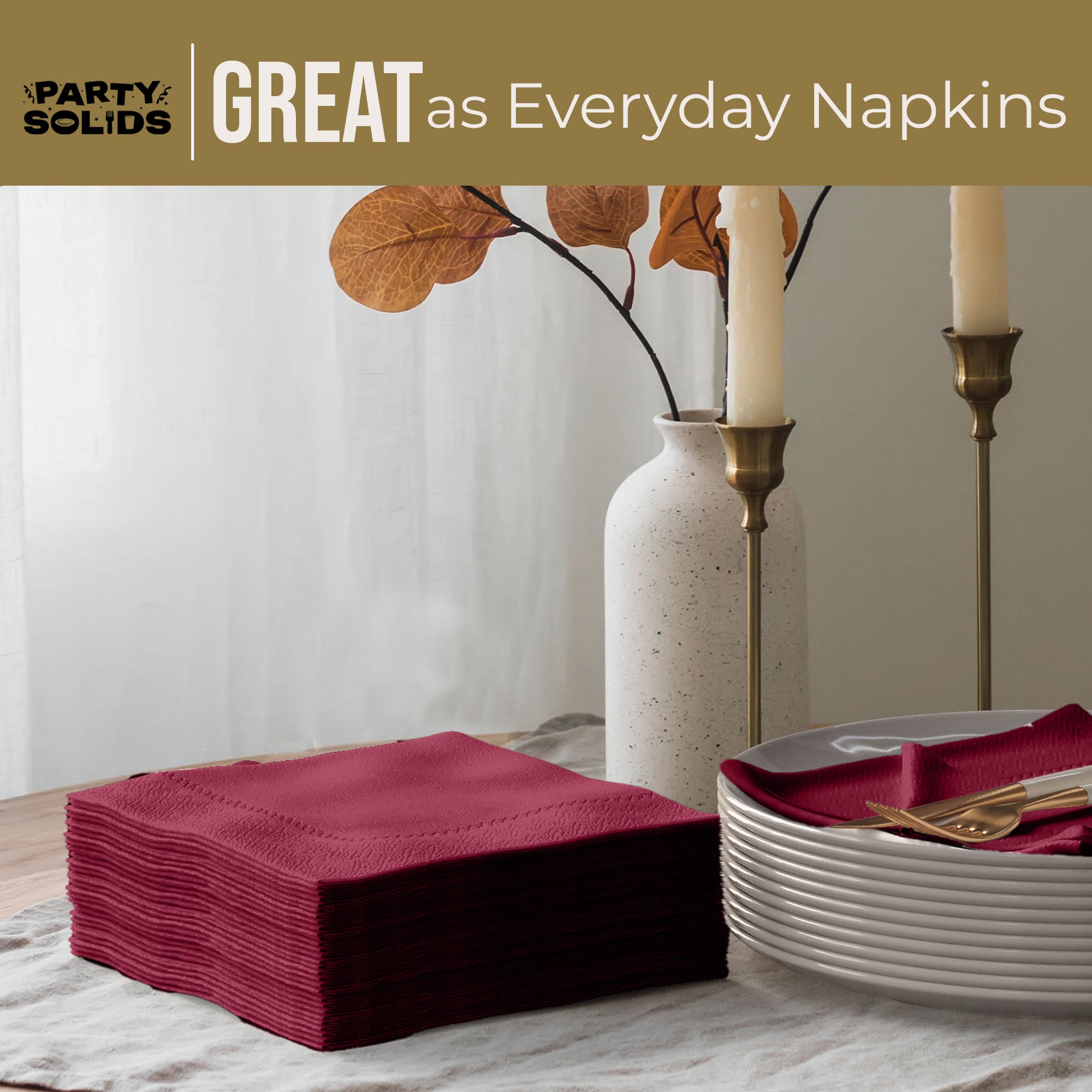 Burgundy Dinner Napkins | 100 Count