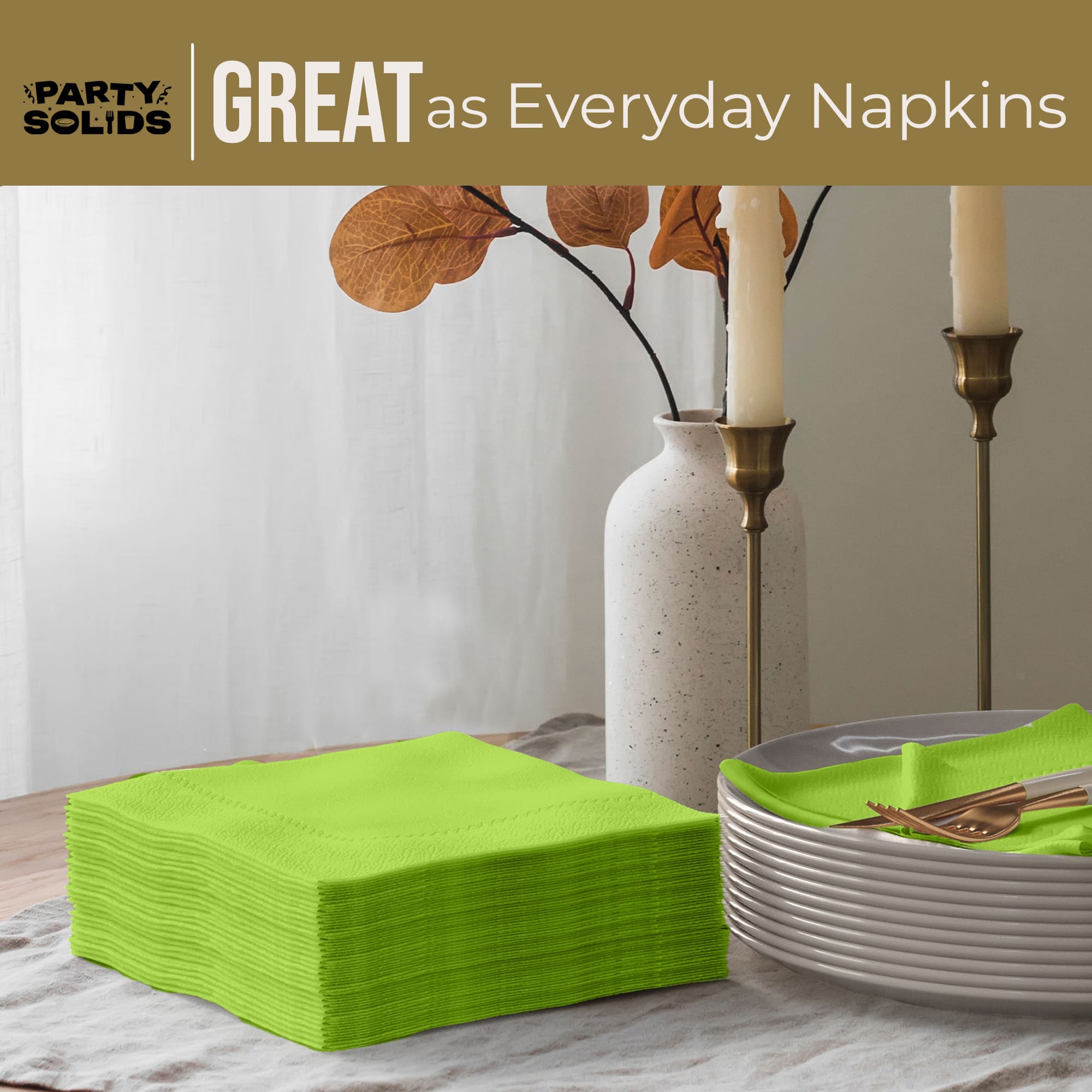 Lime Green Dinner Napkins | 100 Count