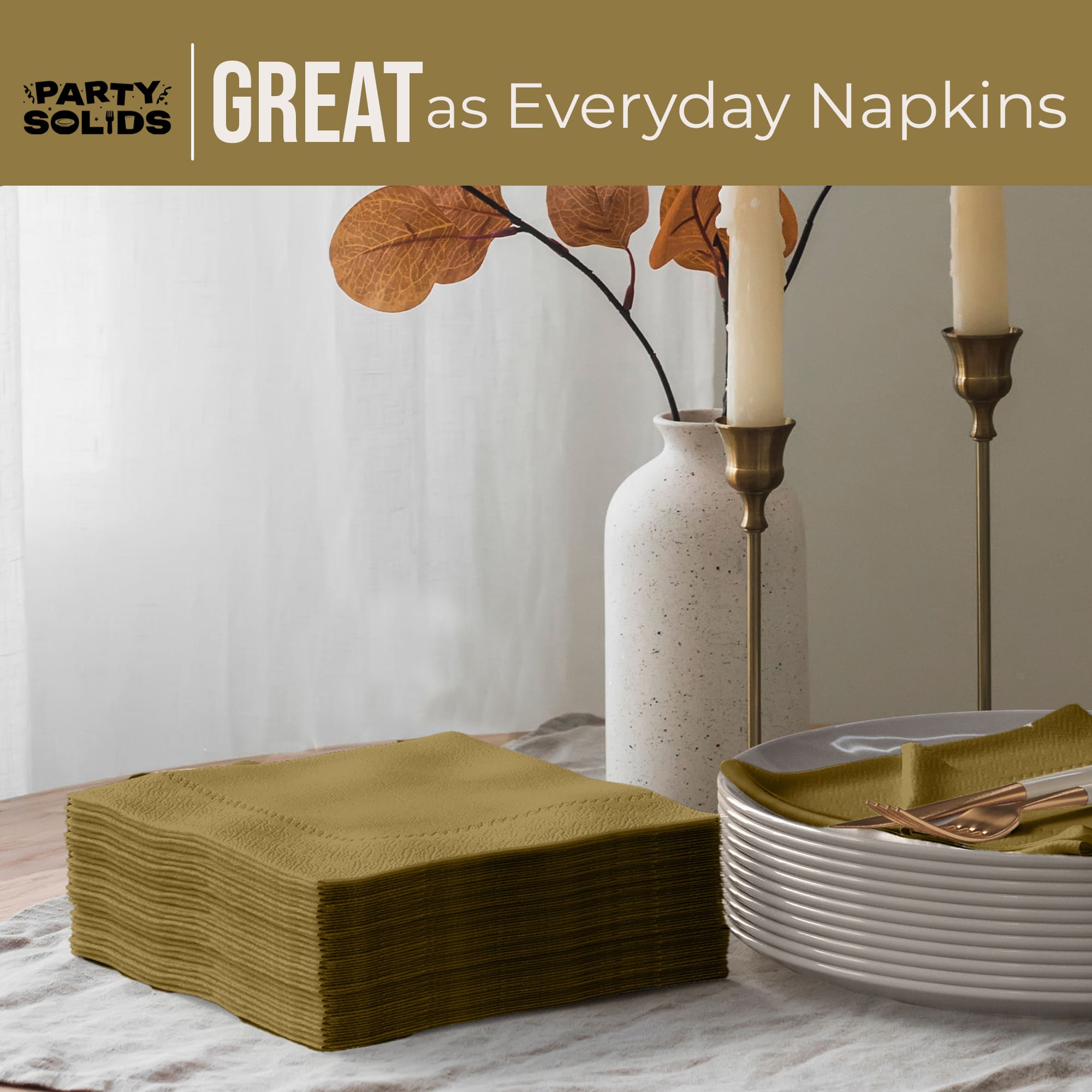 Gold Dinner Napkins | 100 Count