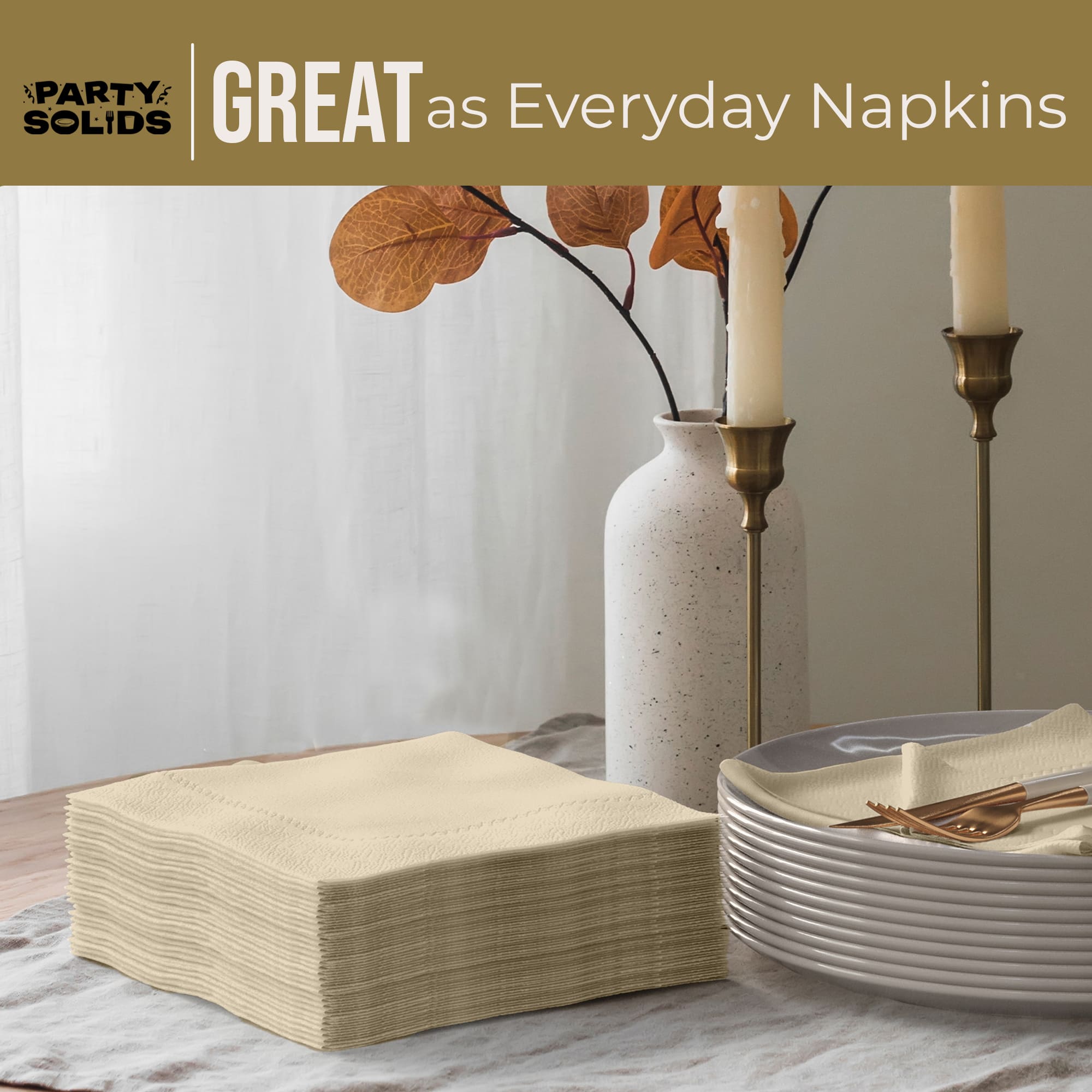 Ivory Dinner Napkins | 100 Count