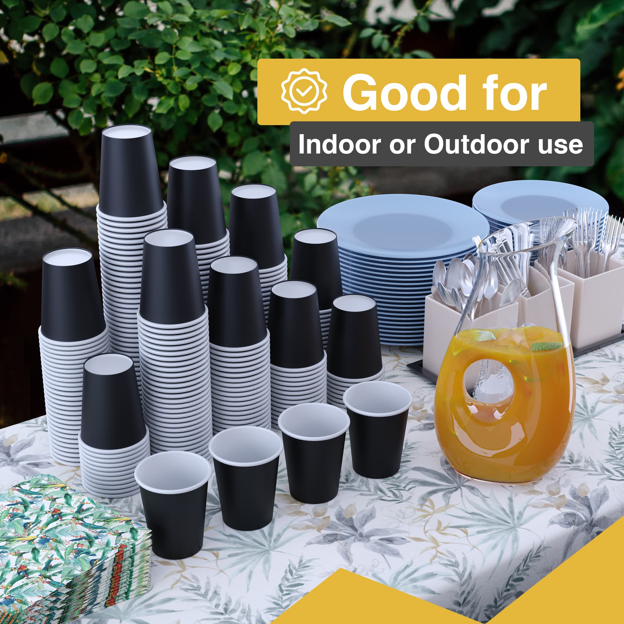 12 Oz. Black Paper Cups | 500 Count