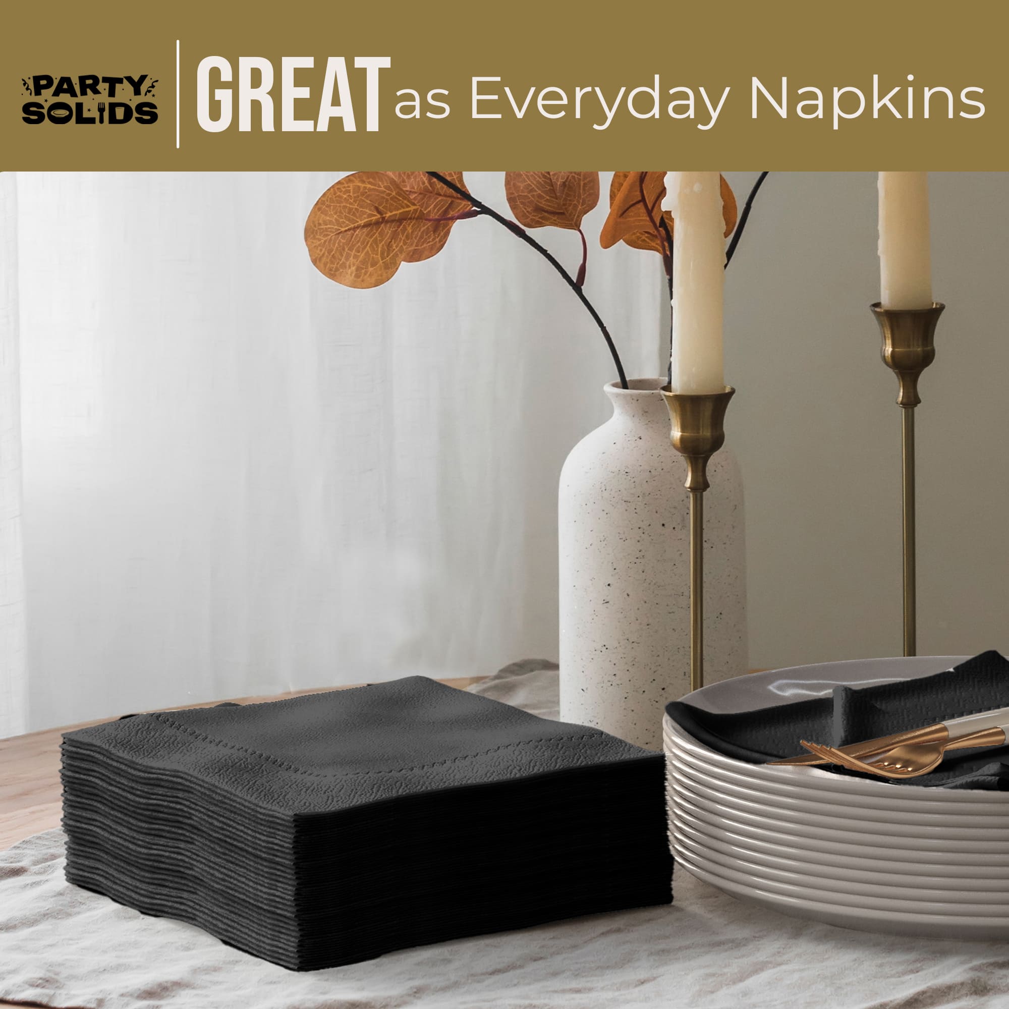 Black Dinner Napkins | 100 Count
