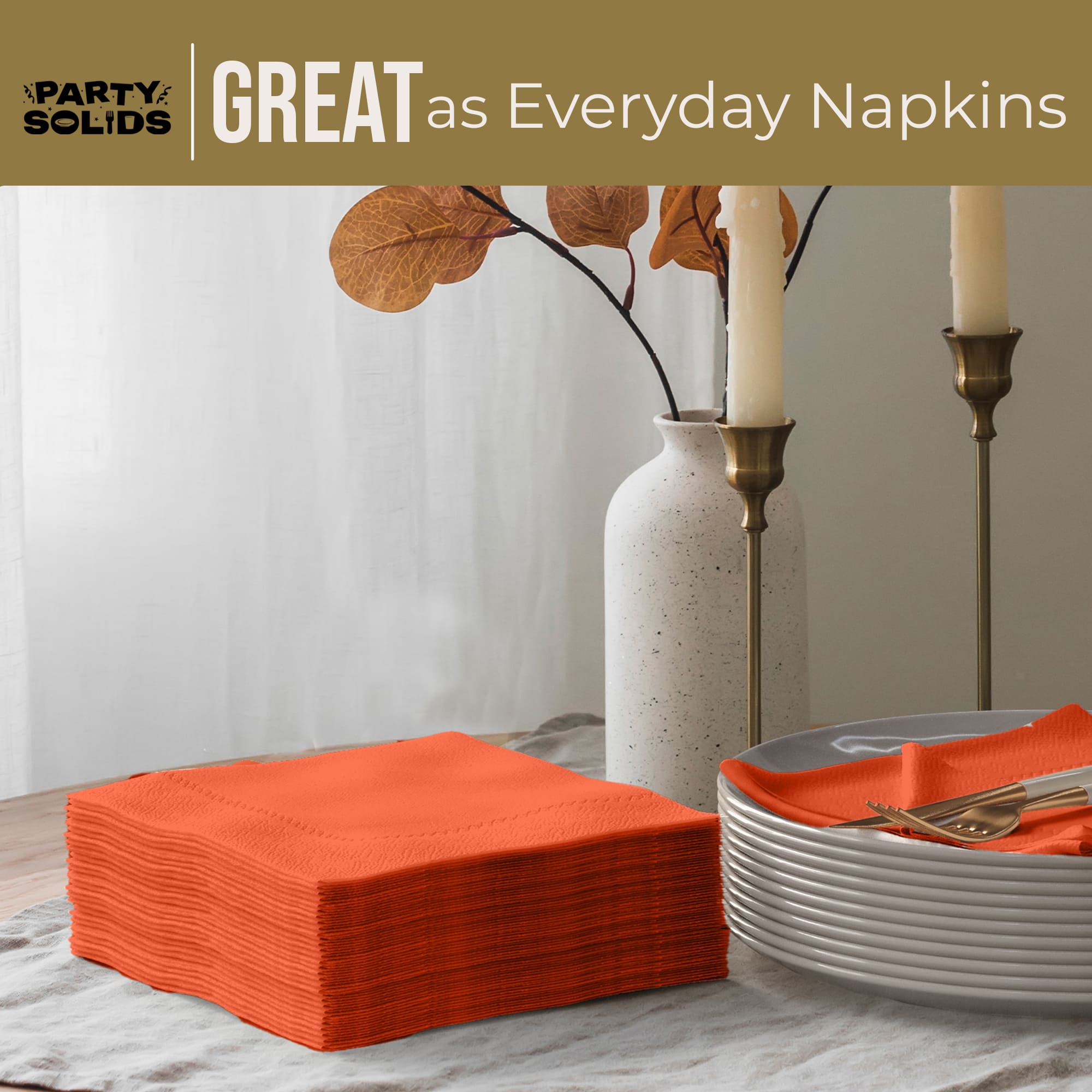 Orange Dinner Napkins | 100 Count