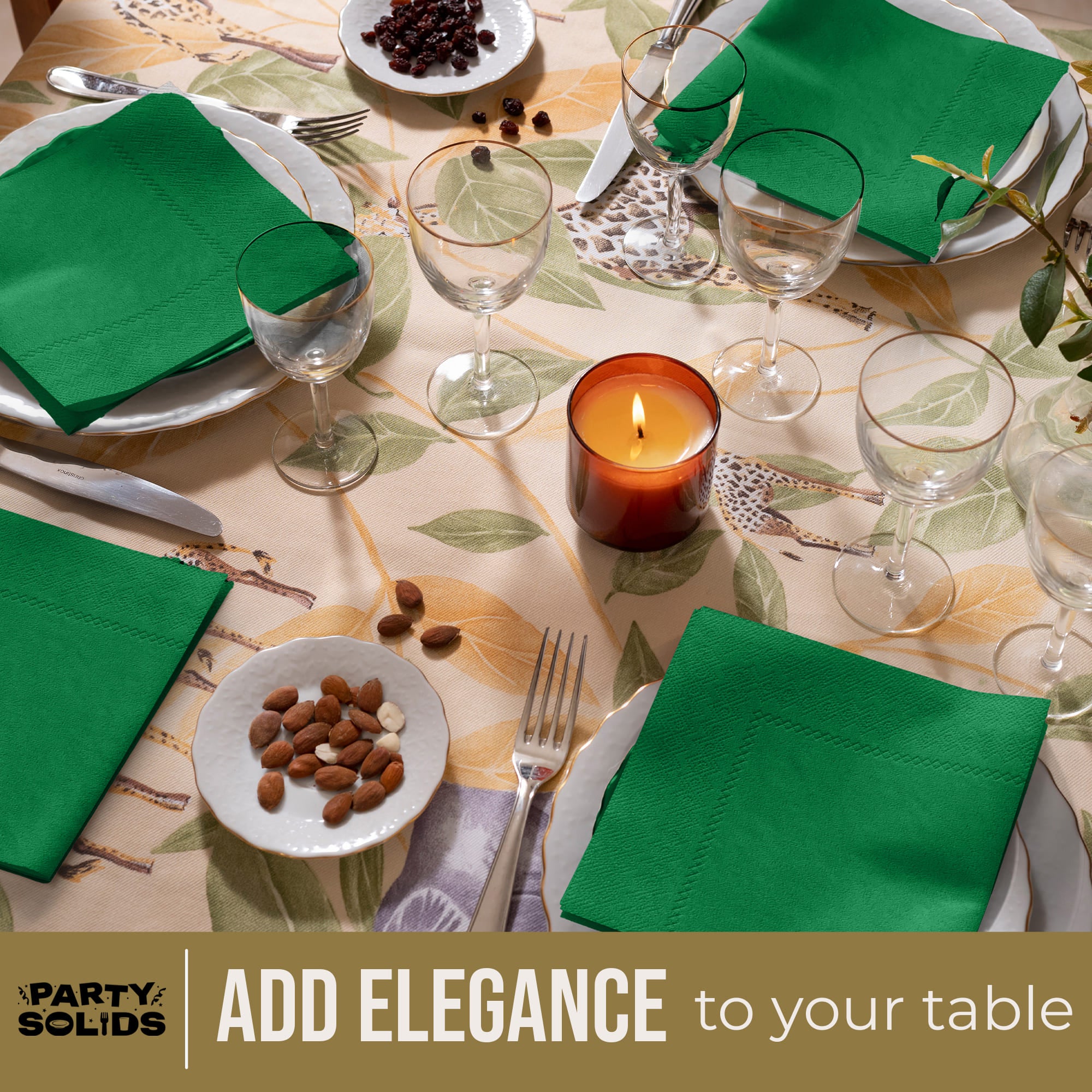 Emerald Green Dinner Napkins | 100 Count