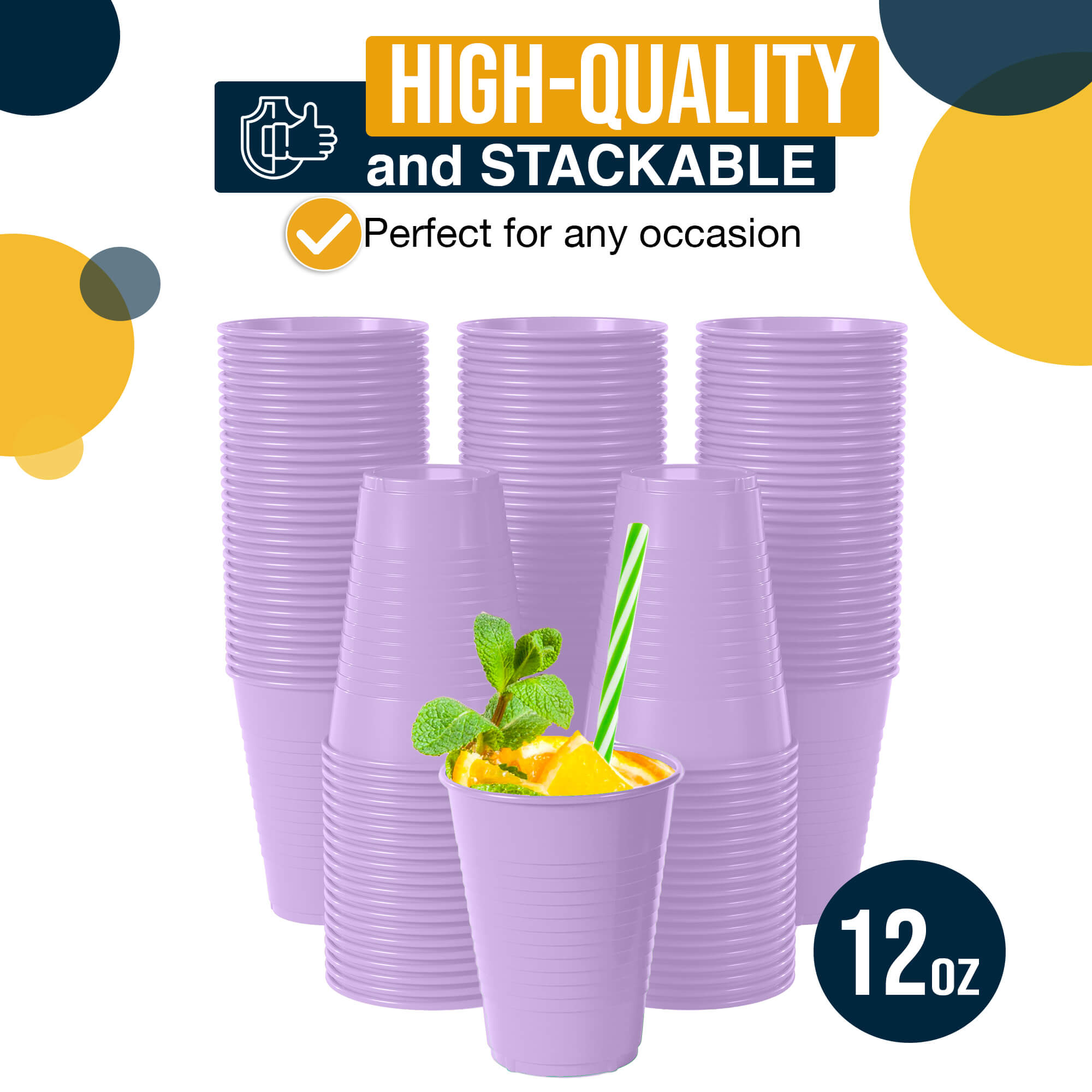 12 Oz. | Lavender Plastic Cups | 600 Count