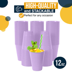 12 Oz. Lavender Plastic Cups | 100 Count