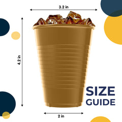 12 Oz. Gold Plastic Cups | 100 Count