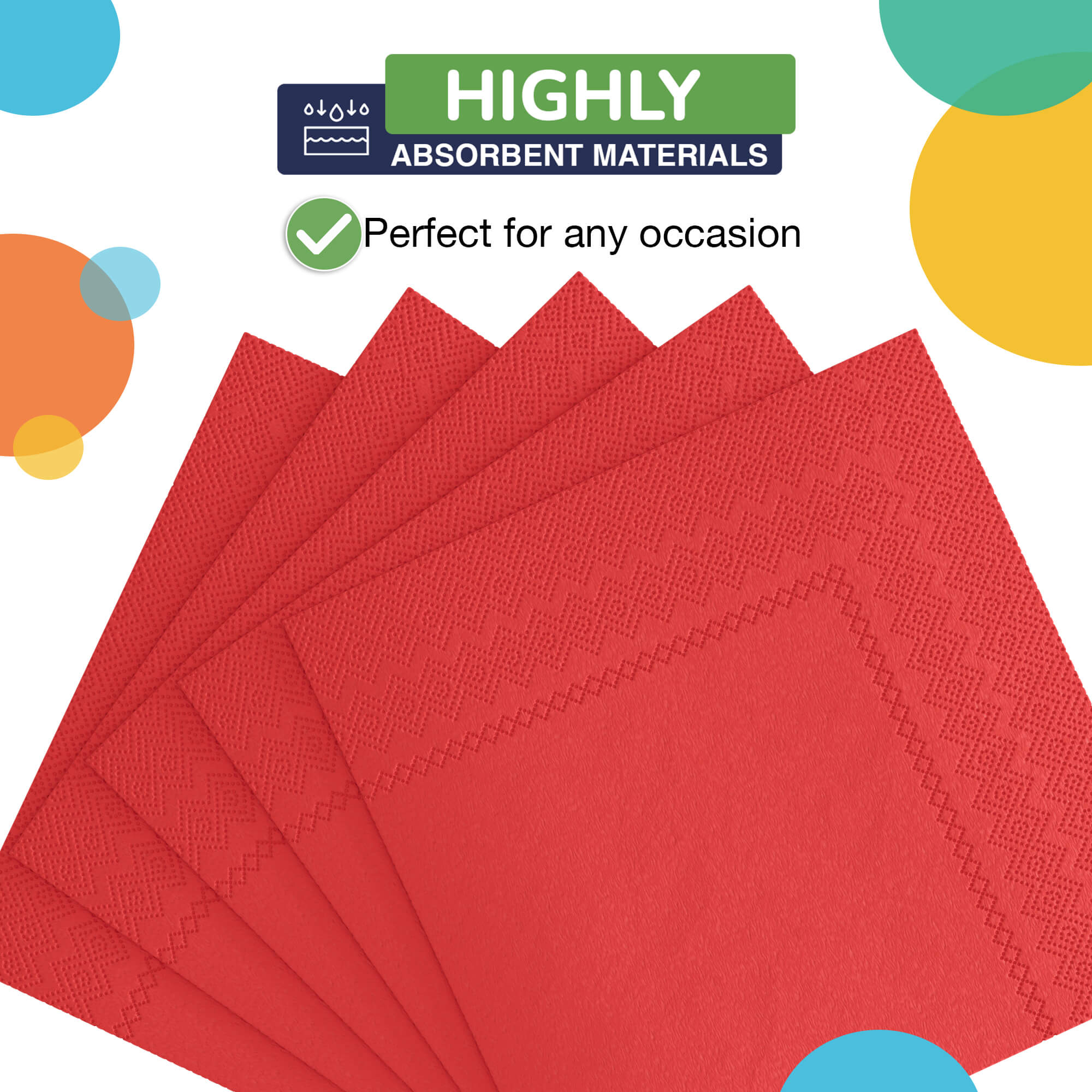 Red Beverage Napkins | 3600 Pack