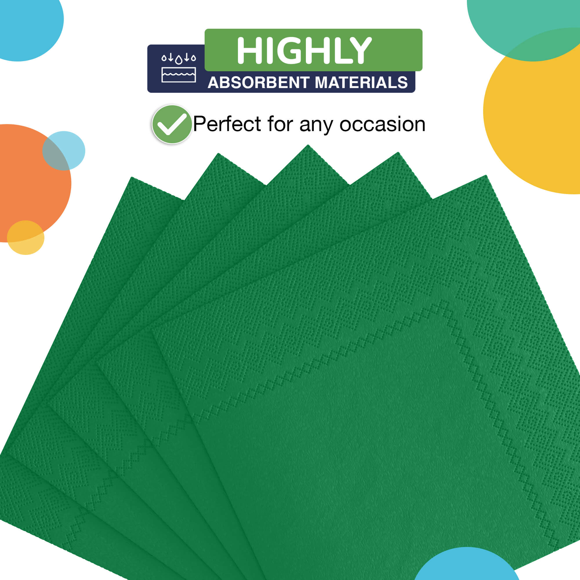 Emerald Green Beverage Napkins | 3600 Pack