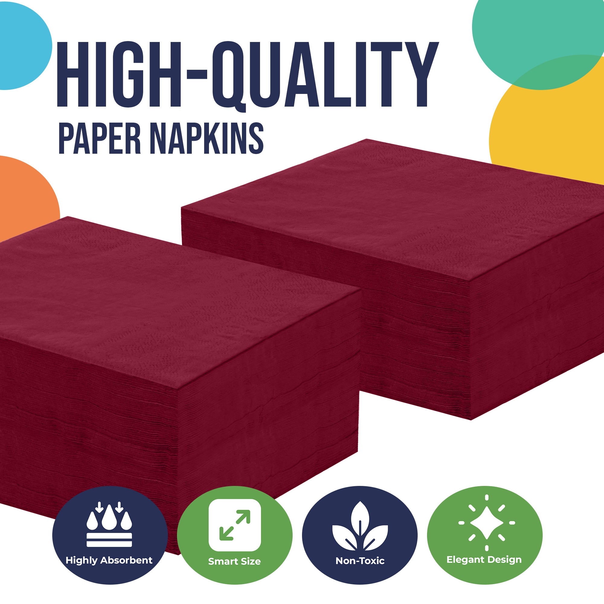 Burgundy Beverage Napkins | 3600 Pack