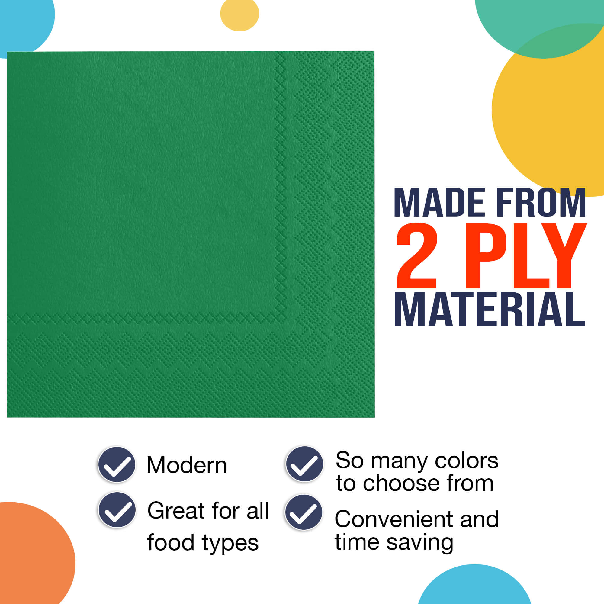 Emerald Green Beverage Napkins | 3600 Pack