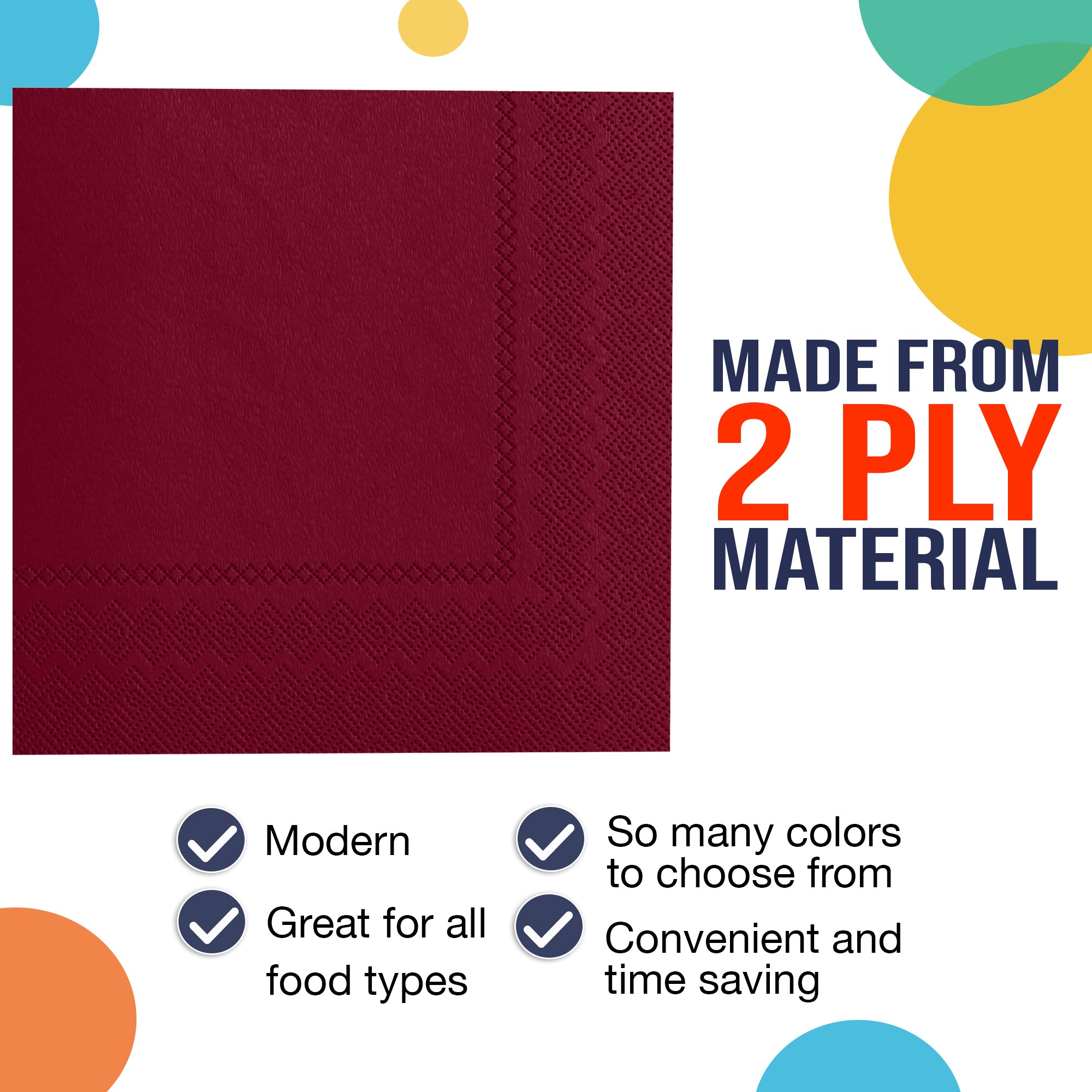 Burgundy Beverage Napkins | 3600 Pack