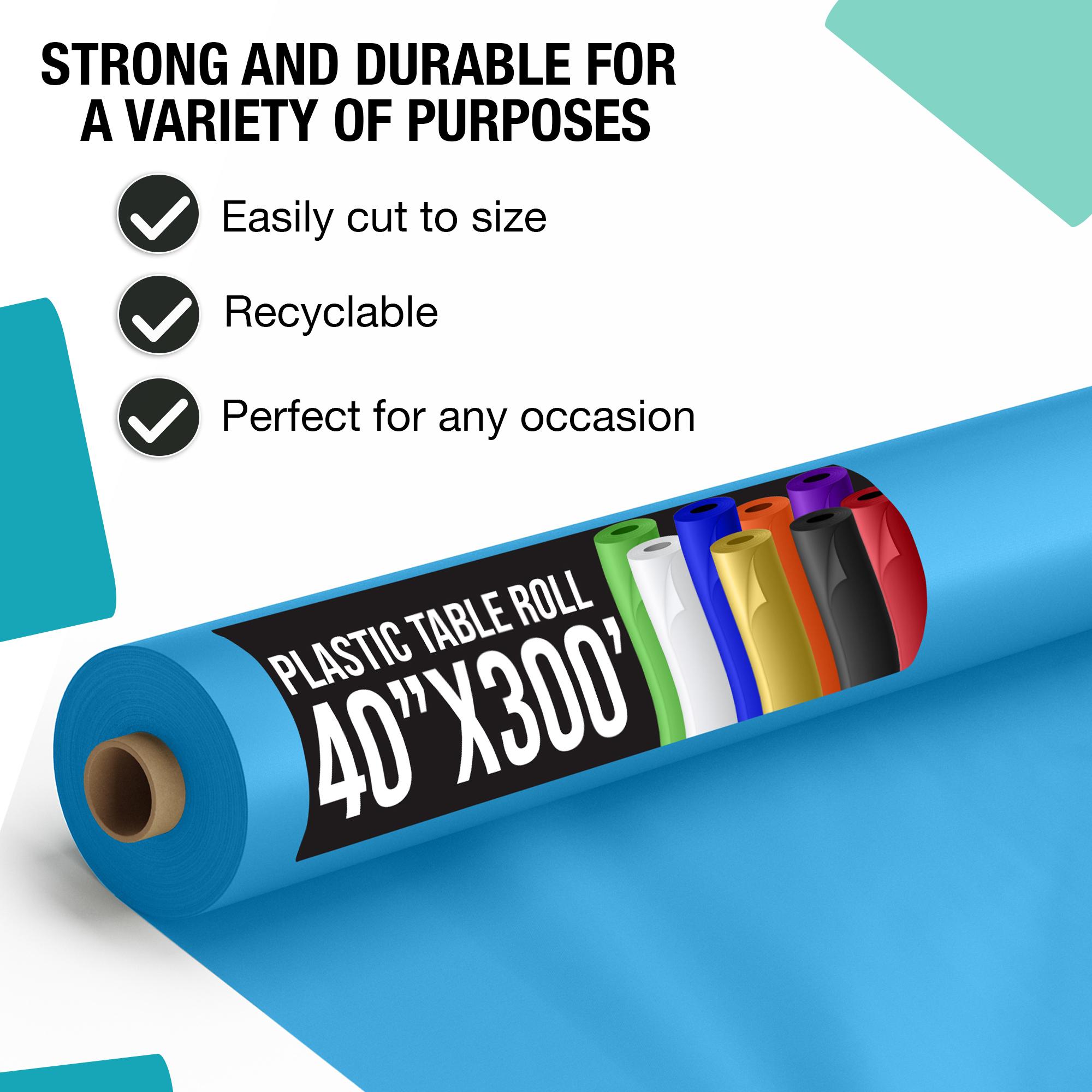 40 In. x 300 Ft. Premium Turquoise Plastic Table Roll | 4 Pack