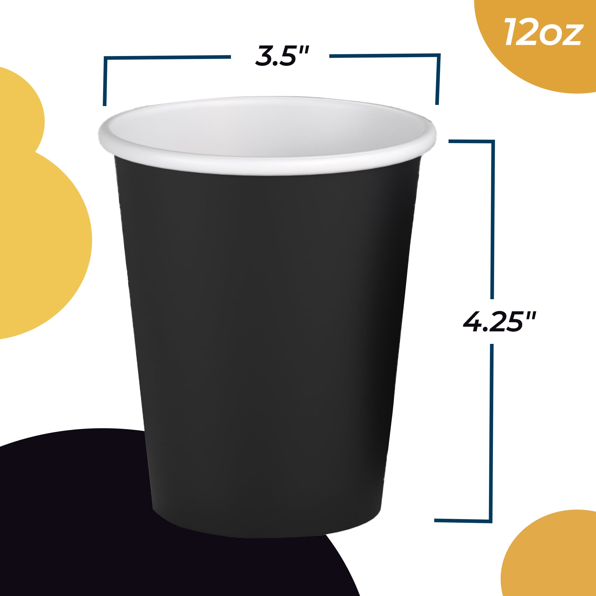 12 Oz. Black Paper Cups | 500 Count