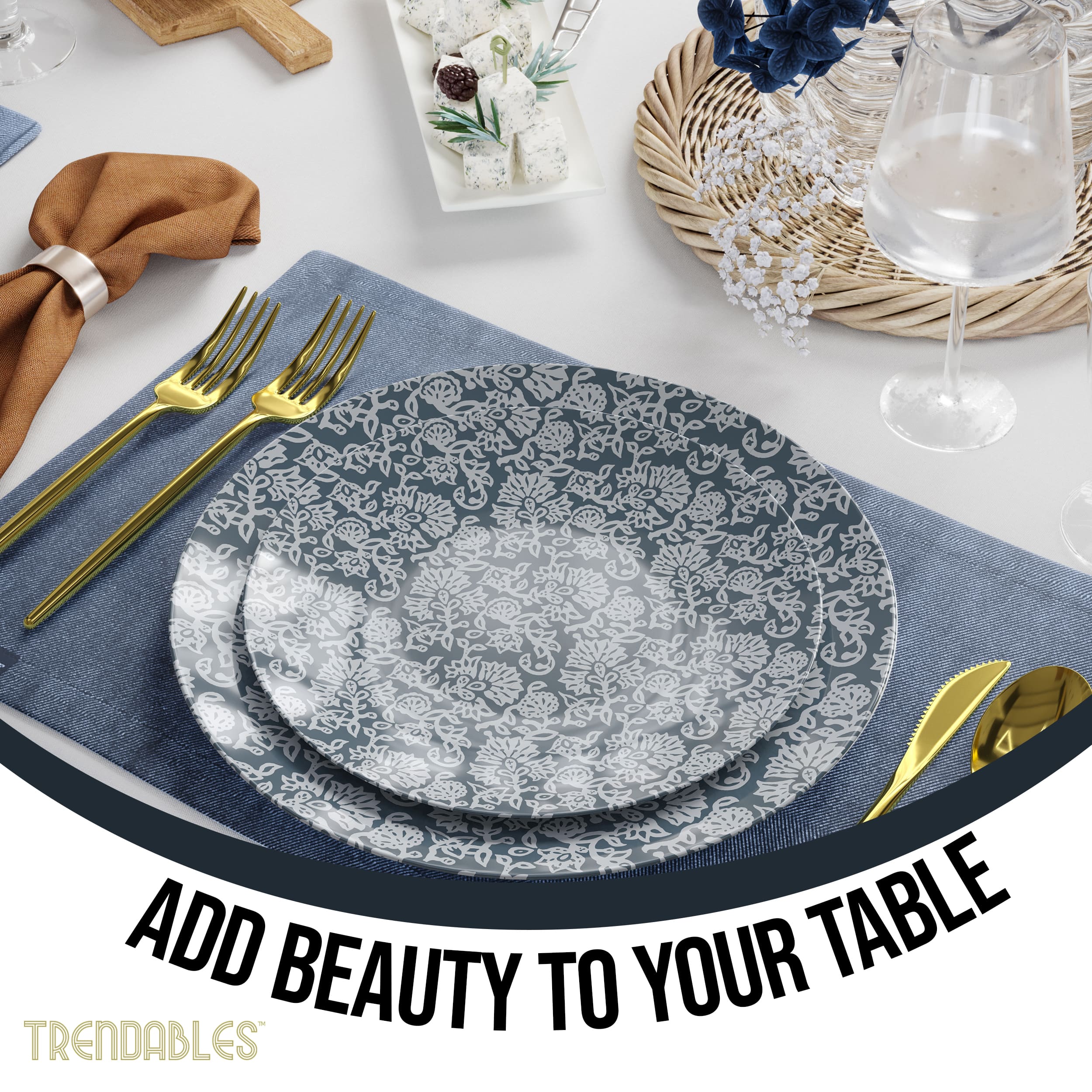 Garden Damask Combo Set | 40 10 In. + 40 8 In.