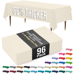 Premium Ivory Plastic Table Covers | 96 Count