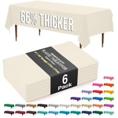 Premium Ivory Plastic Table Covers | 6 Pack