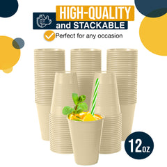 12 Oz. | Ivory Plastic Cups | 600 Count