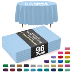Premium Round Light Blue Plastic Table Covers | 96 Count