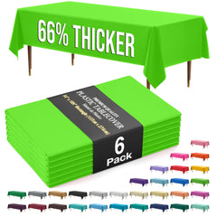 Premium Lime Green Plastic Table Covers | 6 Pack
