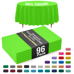 Premium Round Lime Green Plastic Table Covers | 96 Count