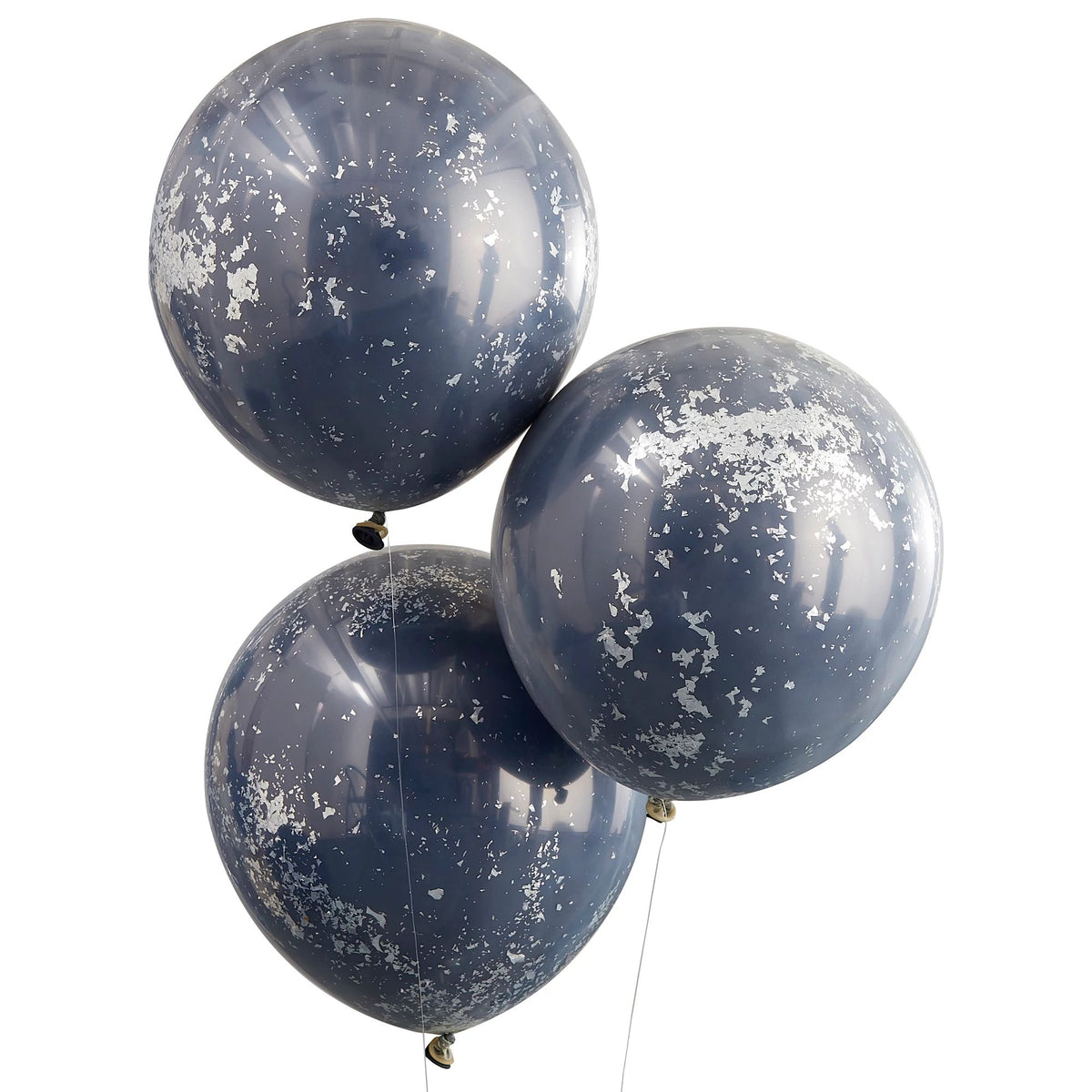 Elegant 18-inch Navy and Silver Double-Stuffed Latex Balloons - 3-ct - Pack of 5