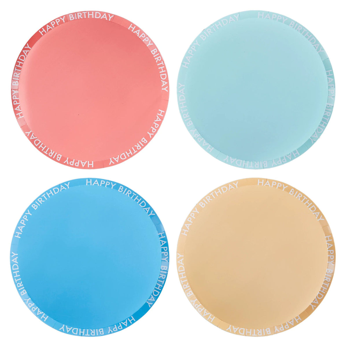 Bright Pastel Happy Birthday Rim Paper Plates, 9.5-inch, 8-ct - Pack of 2