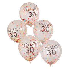 Bright Pastel Hello 30 Balloons, Pink Gold, 12-inch, 5-ct - Pack of 5